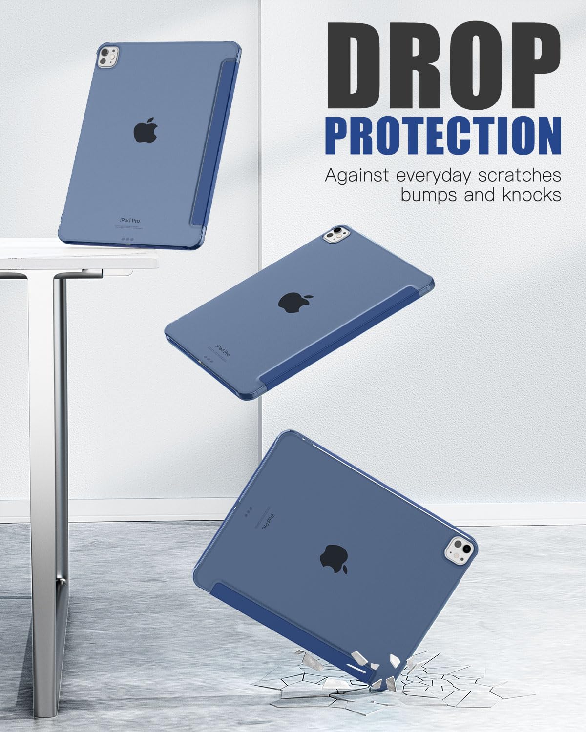 MoKo Ultra Slim Stand Case for iPad Pro 11 Inch 2024 (5th Gen/M4) - Hard PC Translucent Back Shell Cover Compatible with iPad Pro 11'' 2024 Model (A2836/A2837/A3006), Supports Apple Pencil Pro - Navy Blue | Perfect for Work, Travel & Home Use
