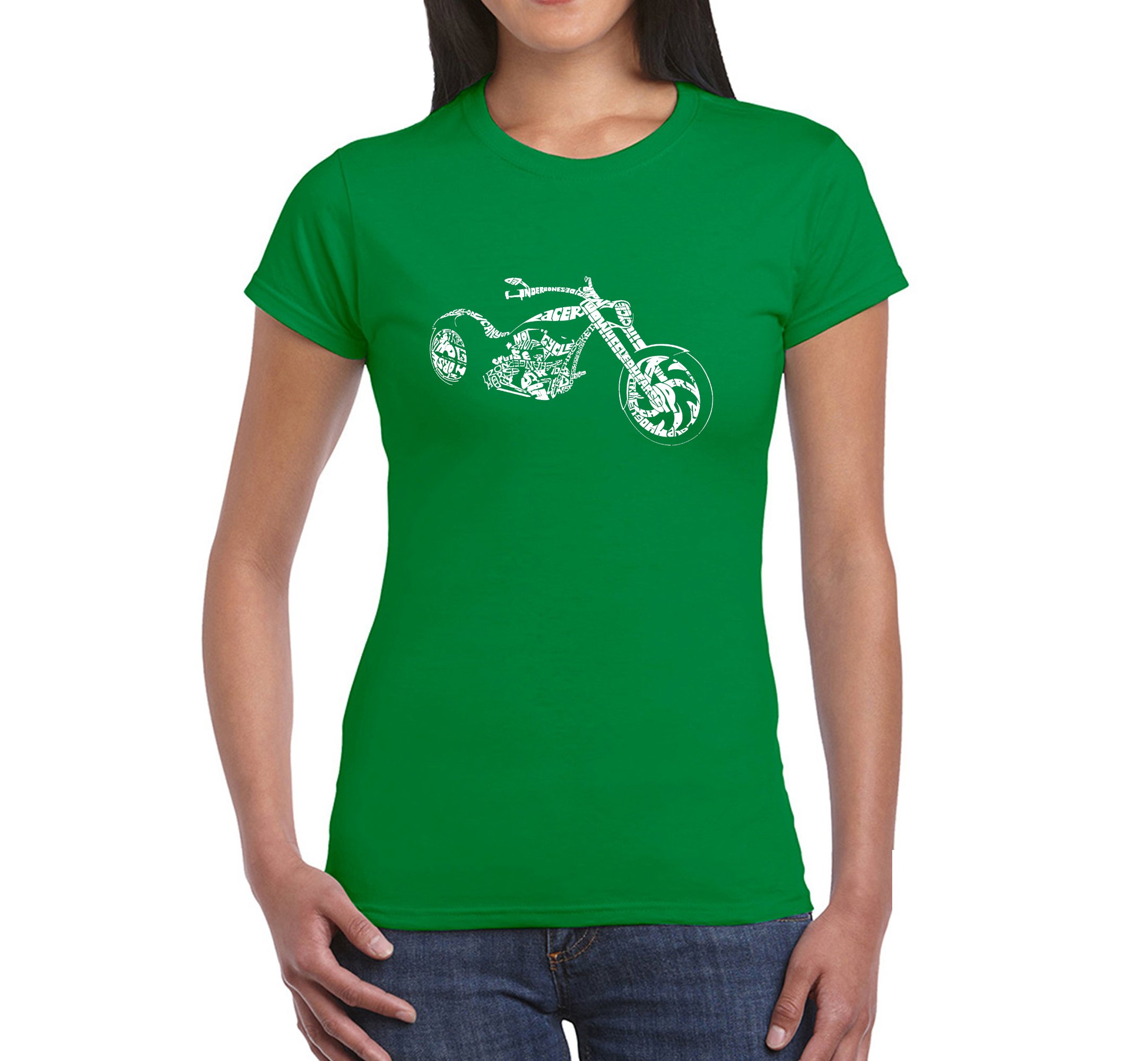 LA POP ART Women's Word Art Graphic Tee - Motorcycle Inspired Vintage Style Cotton T-Shirt for Casual Wear, Biker Events & Rock Concerts