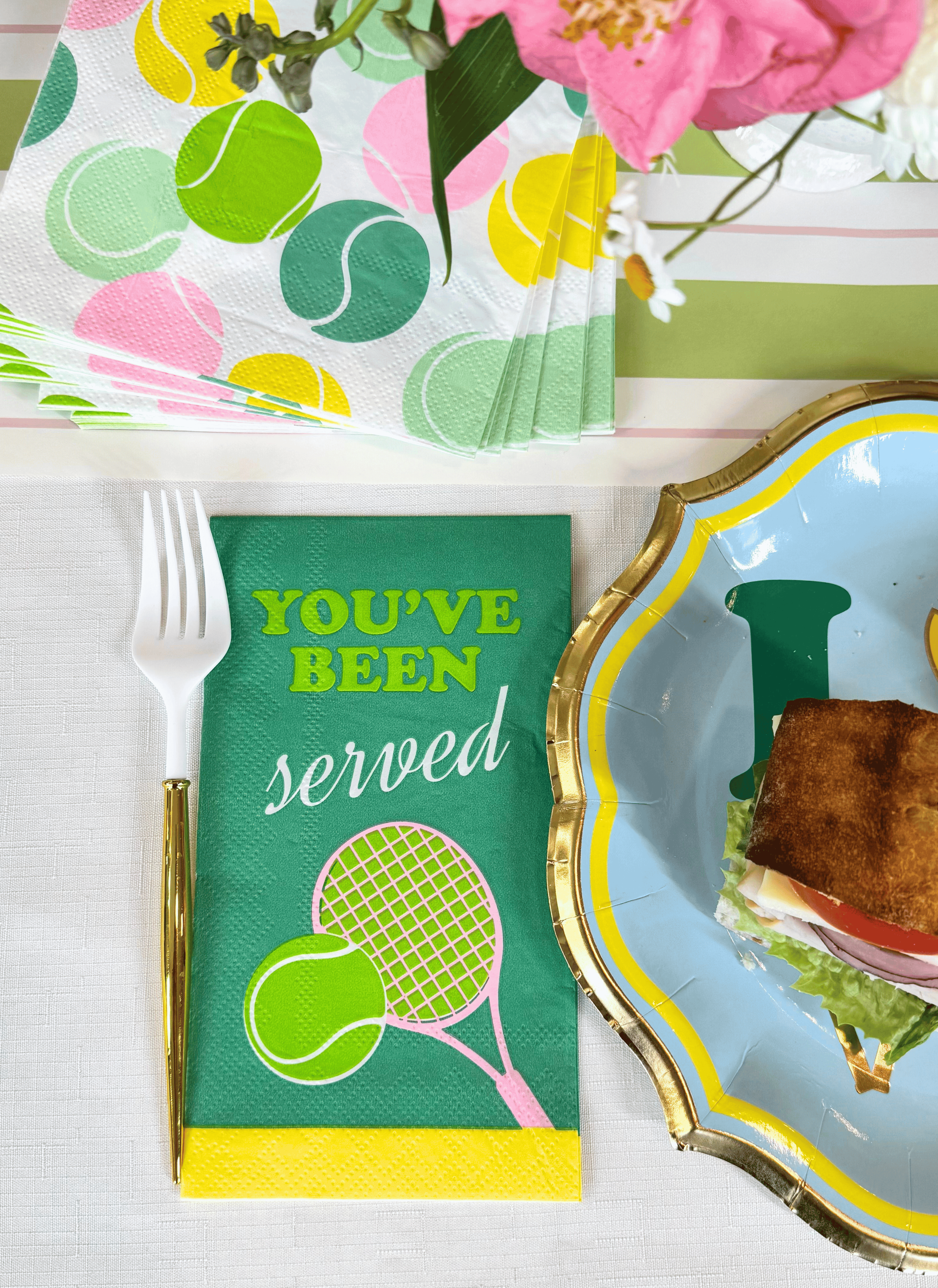 Premium Tennis Ball Design Multi-Purpose Lunch Napkins - 40 Pack | Ideal for Picnics, School Lunches & Sports Events
