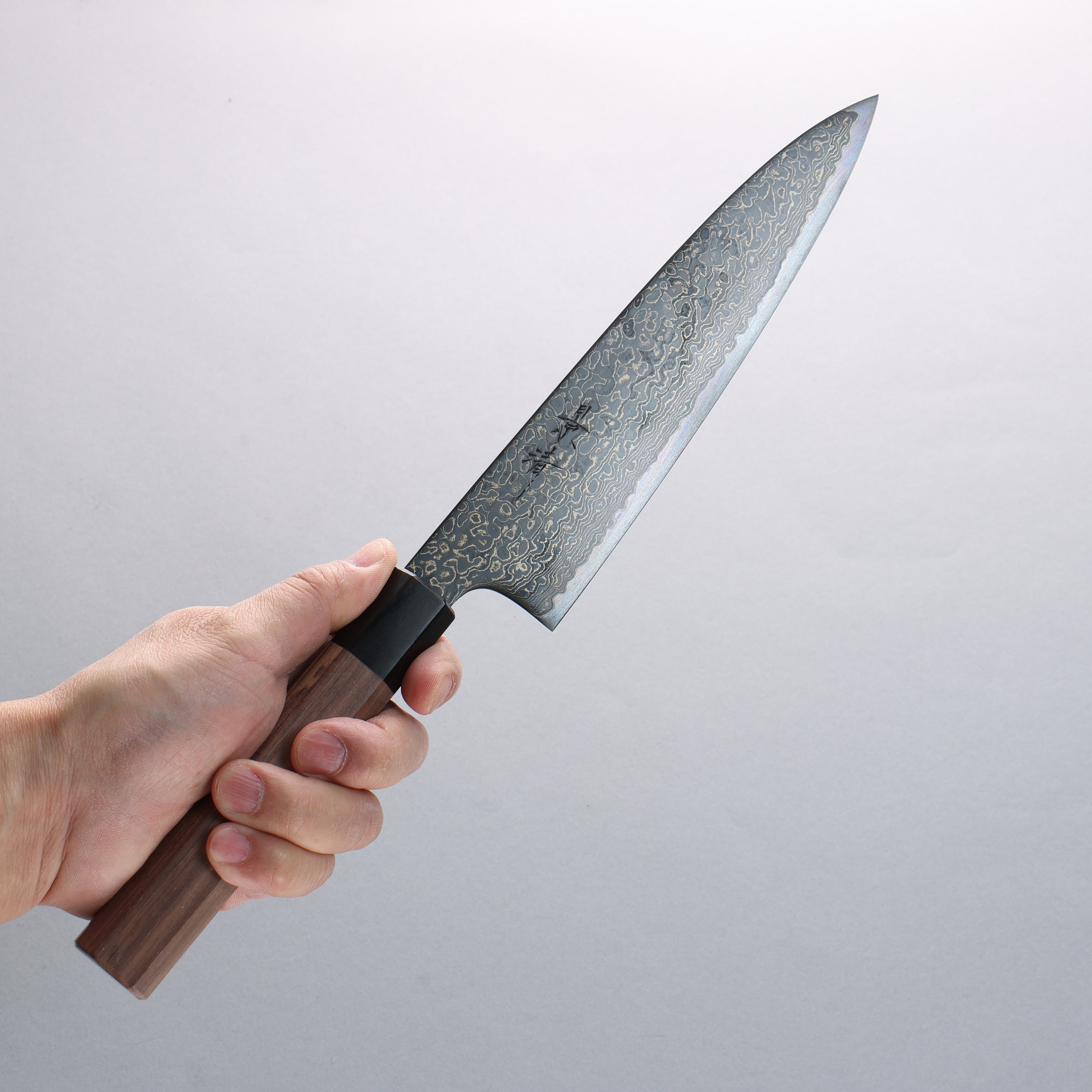 Premium Kagekiyo ZA 18 Damascus Black Dye Gyuto 210mm Chef Knife with Walnut Handle - Perfect for Sushi, Meat Slicing & Professional Kitchen Use