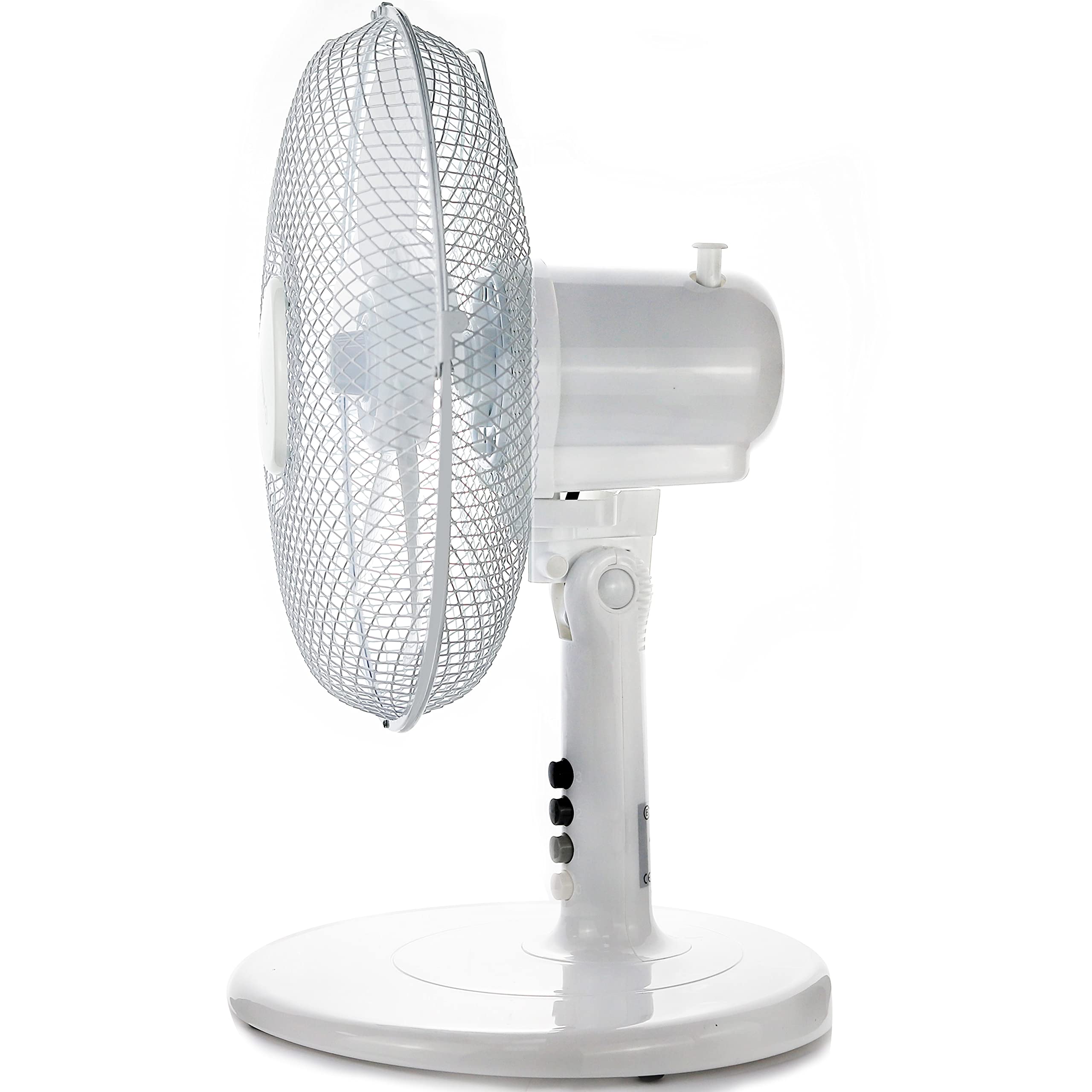 Belaco 12 Inch 3-Speed Oscillating Table Fan - Quiet Desk Fan with Sturdy Base & Safety Mesh for Home, Office, Dorm, Bedroom - White | Perfect for Cooling Workspaces, Living Rooms & Small Spaces