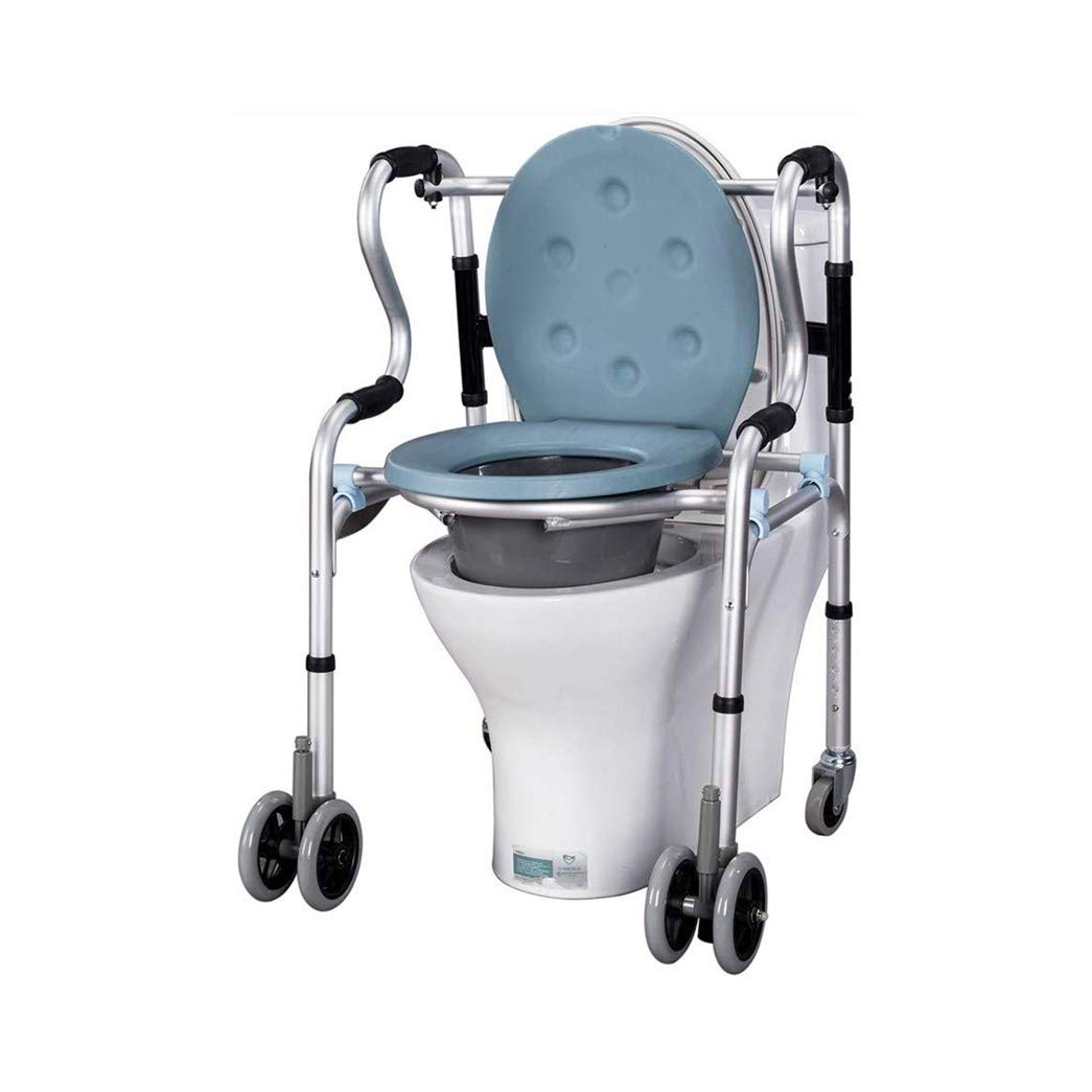 Adjustable Height Bedside Commode Chair for Adults & Elderly - Portable Toilet Seat with Wheels for Home Care, Hospital & Mobility Assistance
