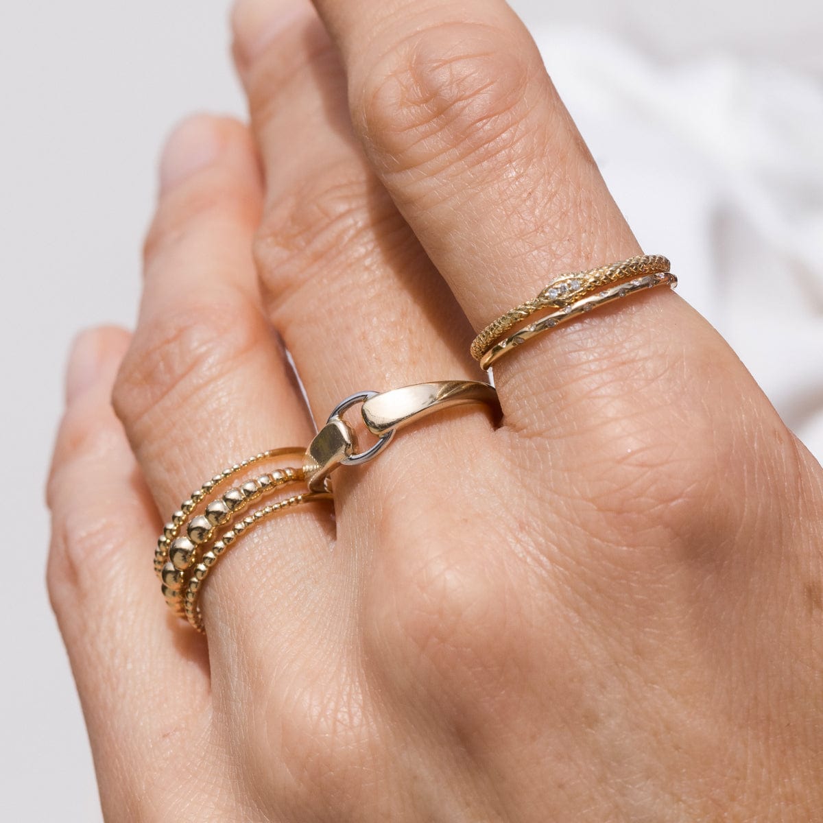 Two-Tone Buckle Ring for Women - Adjustable Fashion Jewelry for Casual & Formal Wear - Perfect for Everyday Style & Special Occasions