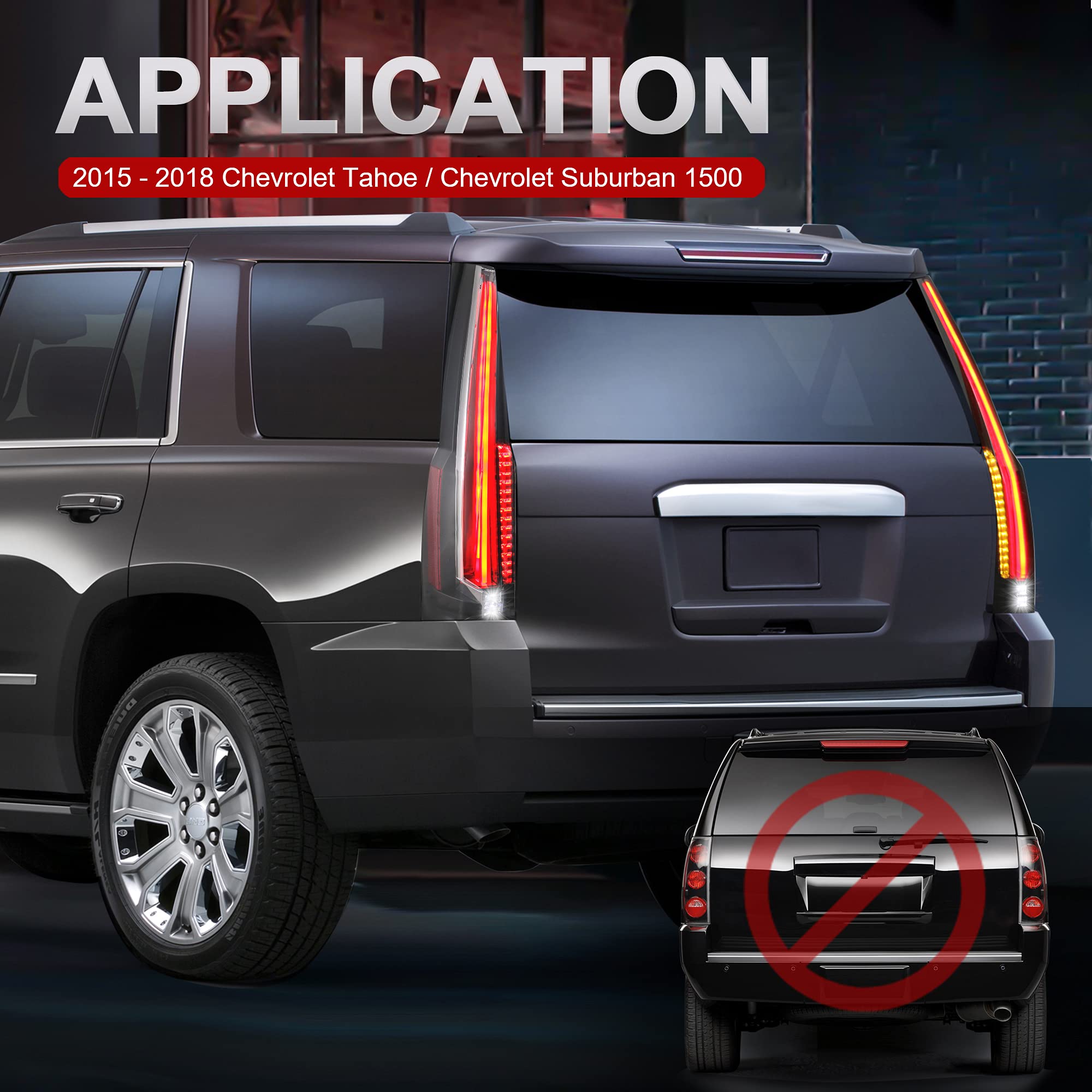 MOSTPLUS LED Tail Lights Assembly - Compatible with Chevy Tahoe & Suburban 2015-2020 | Set of 2 Transparent Red Lamps | Durable Replacement for Enhanced Night Visibility & Safety