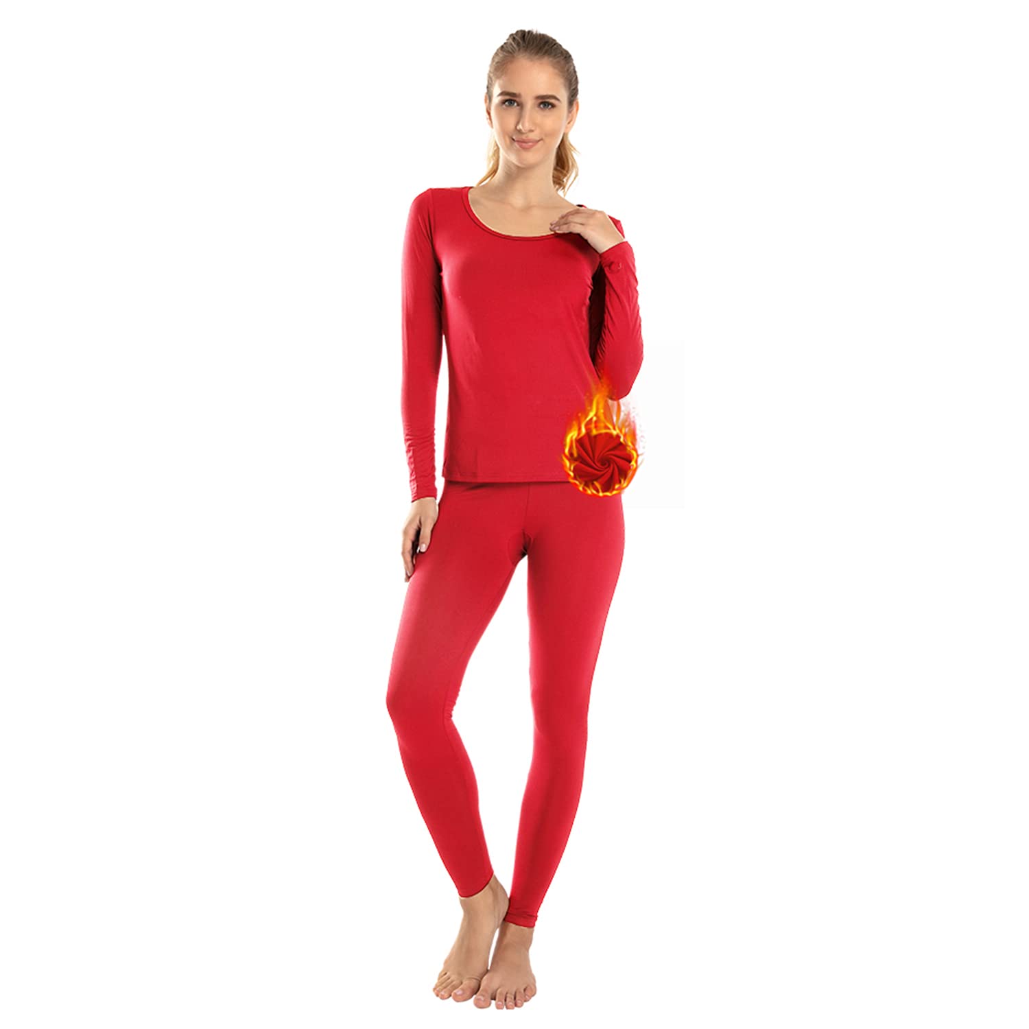 Subuteay Women's Thermal Underwear Set - Fleece Lined Long Johns Base Layer & Pajamas for Cold Weather | Winter Workout, Skiing, Camping & Outdoor Activities