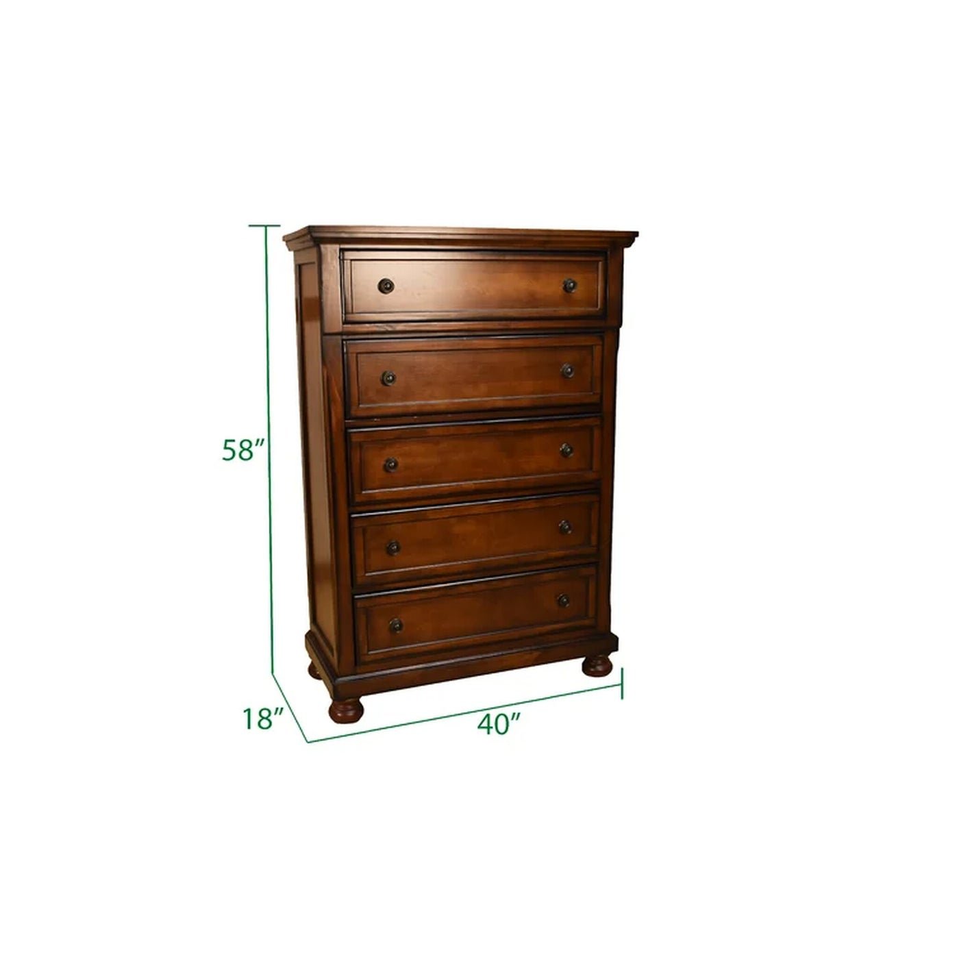 Stylish Austin 5-Drawer Chest for Bedroom Storage | Solid Wood Dresser with Ample Space | Perfect for Organizing Clothes, Linens & Accessories