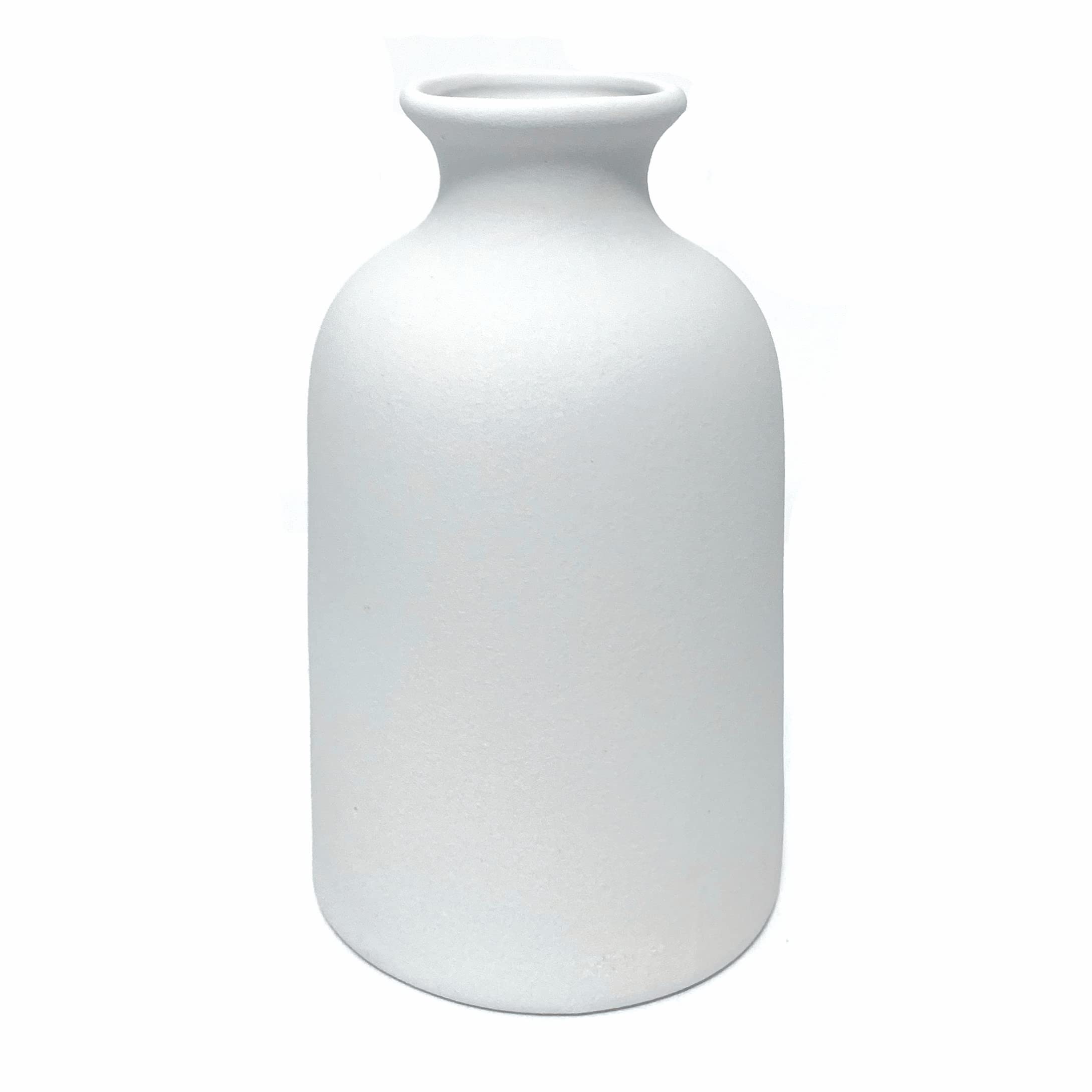 Minimalist Ceramic White Small Vase for Dry Flowers - Modern Home Decor for Table, Shelf, Fireplace, Bedroom, Kitchen, Living Room & Office Desk - Perfect Centerpiece Gift Idea (White, Small) - Ideal for Wedding Decor, Housewarming Gifts & Boho Chic Interior Design