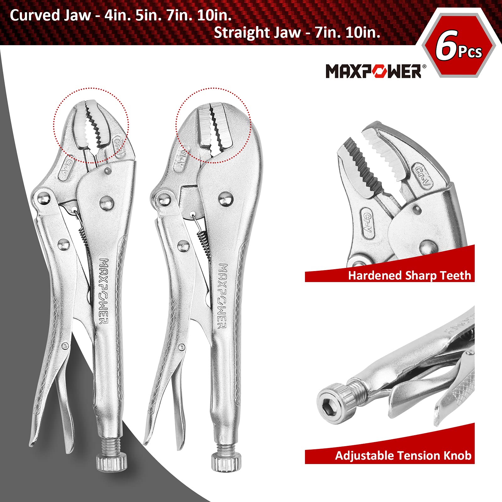 MAXPOWER 15-Piece Locking Pliers Set - Includes C-Clamps, Long Nose, Pinch Off, Sheet Metal Clamp & U-Shaped Pliers with Durable Tool Bag - Perfect for DIY Projects, Automotive Repairs, Metalworking & Home Improvement