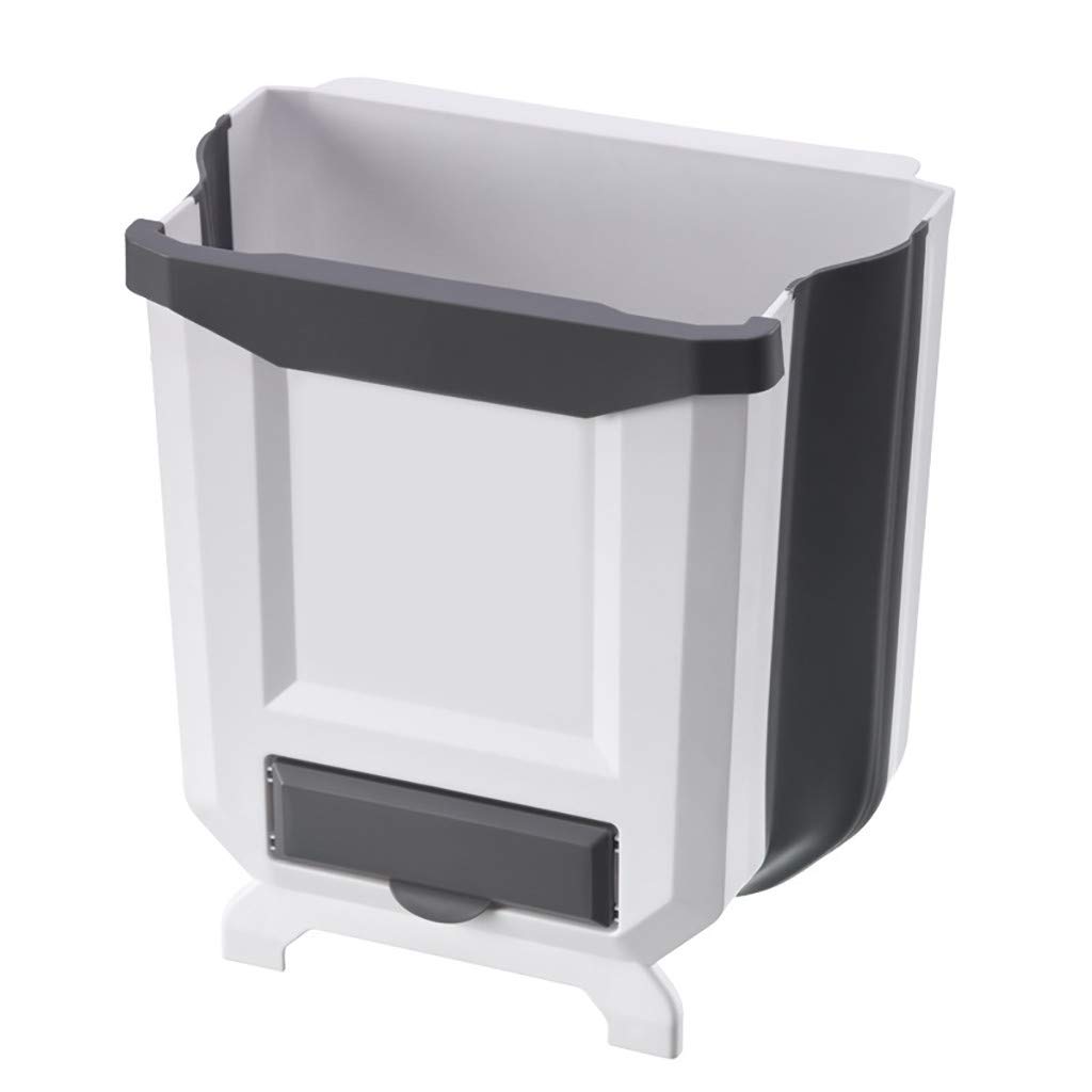 Yamart Wall-Mounted Foldable Trash Can - Space Saving Hanging Garbage Bin for Kitchen Cabinet Door - White | Perfect for Small Kitchens, Bathrooms & RVs