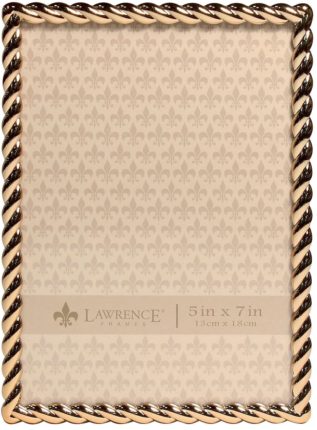 Lawrence Frames 5x7 Gold Rope Design Metal Picture Frame - Perfect for Wall Decor, Tabletop Display, and Home Office Decorations