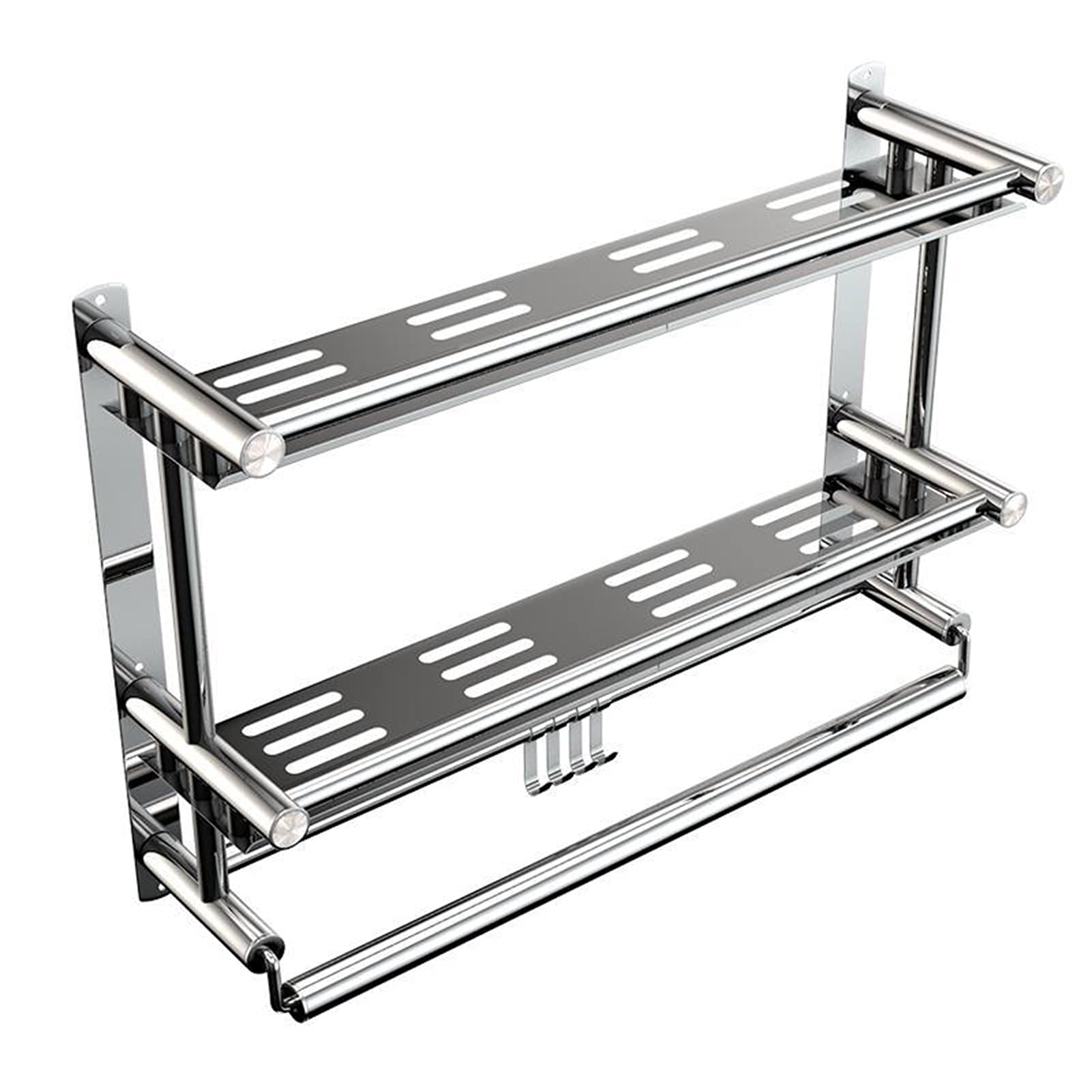 XIAOZHAO Stainless Steel Heavy Duty Seamless Bathroom Towel Rack - No Drill Wall Mounted Towel Holder for Kitchen & Bathroom - Space Saving Multi-Functional Storage Solution for Hand Towels, Robes & Kitchen Utensils