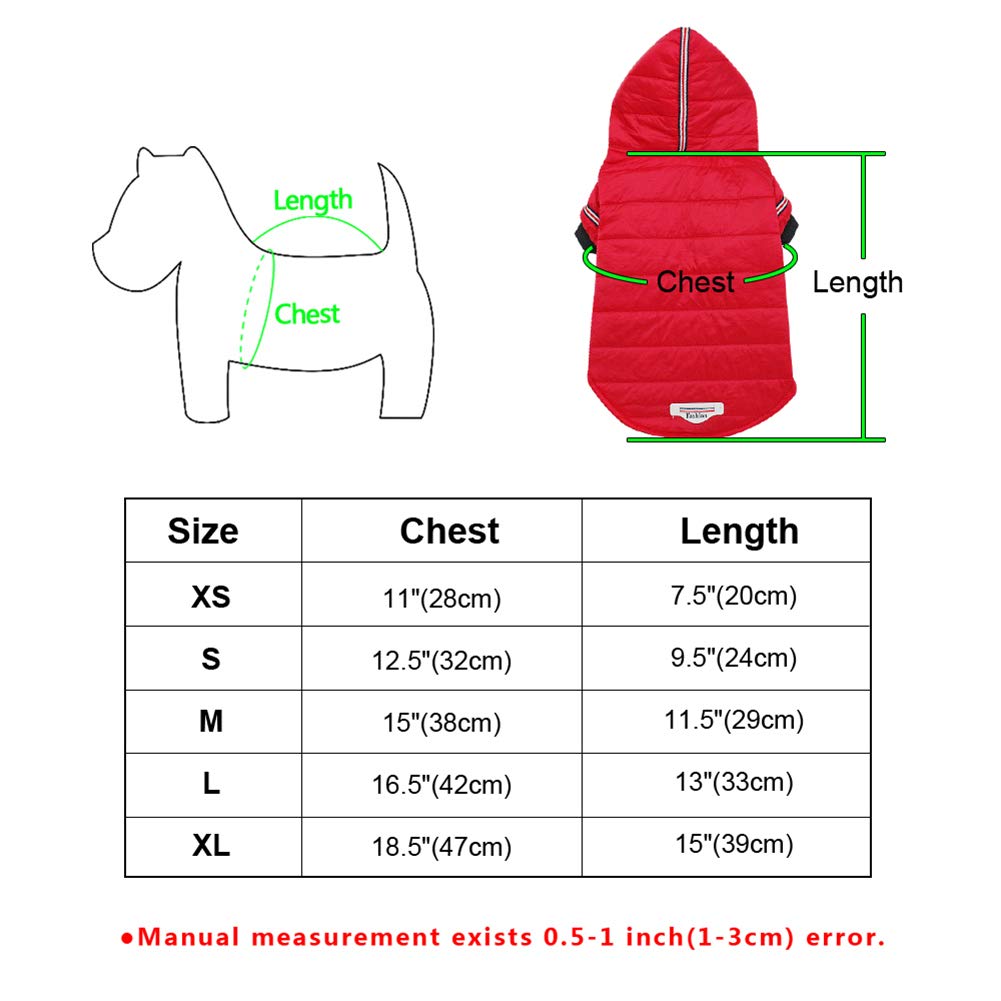Small Dog Winter Jacket - Warm Puppy Coat for Small & Medium Dogs | XS Red | Cozy Down Jacket for Cold Weather - Perfect for Outdoor Walks & Indoor Comfort