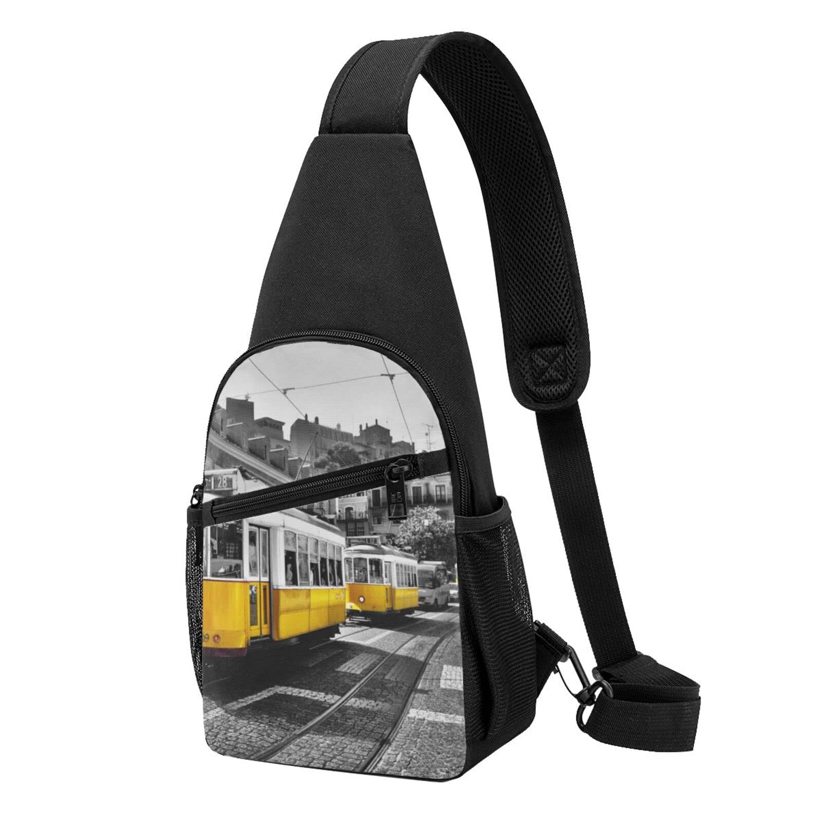 PRAHUCE Unisex Crossbody Sling Backpack - Lightweight Chest Bag for Travel, Hiking & Daily Use - Durable City Train Print Daypack for Men & Women