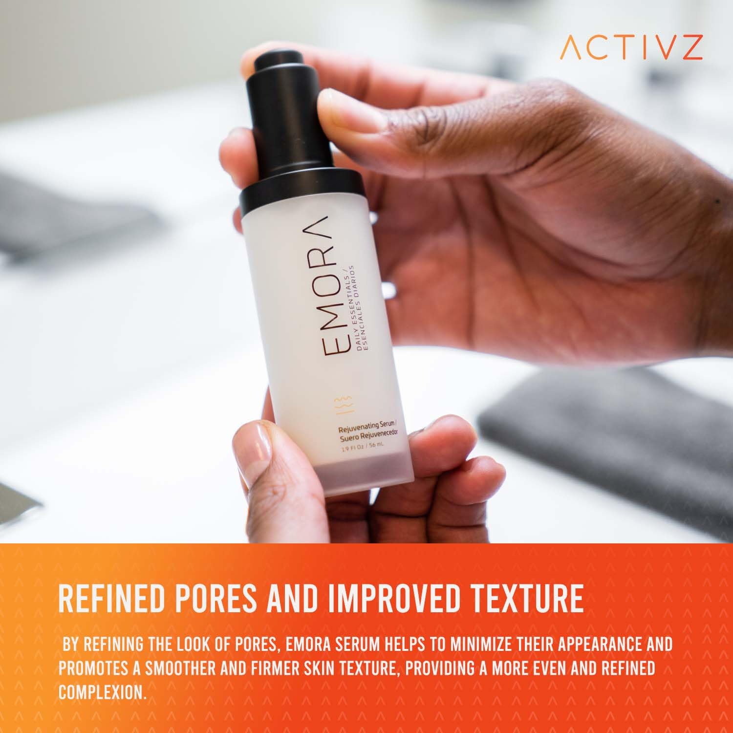 ACTIVZ Emora Rejuvenating Face Serum - Anti-Aging Skin Care with Saccharomyces Ferment, Rosehip Oil, Niacinamide, Green Tea & Vitamin E - Hydrates & Brightens Skin - 1.9oz/56ml - Perfect for Daily Skincare Routine & Nighttime Regimen