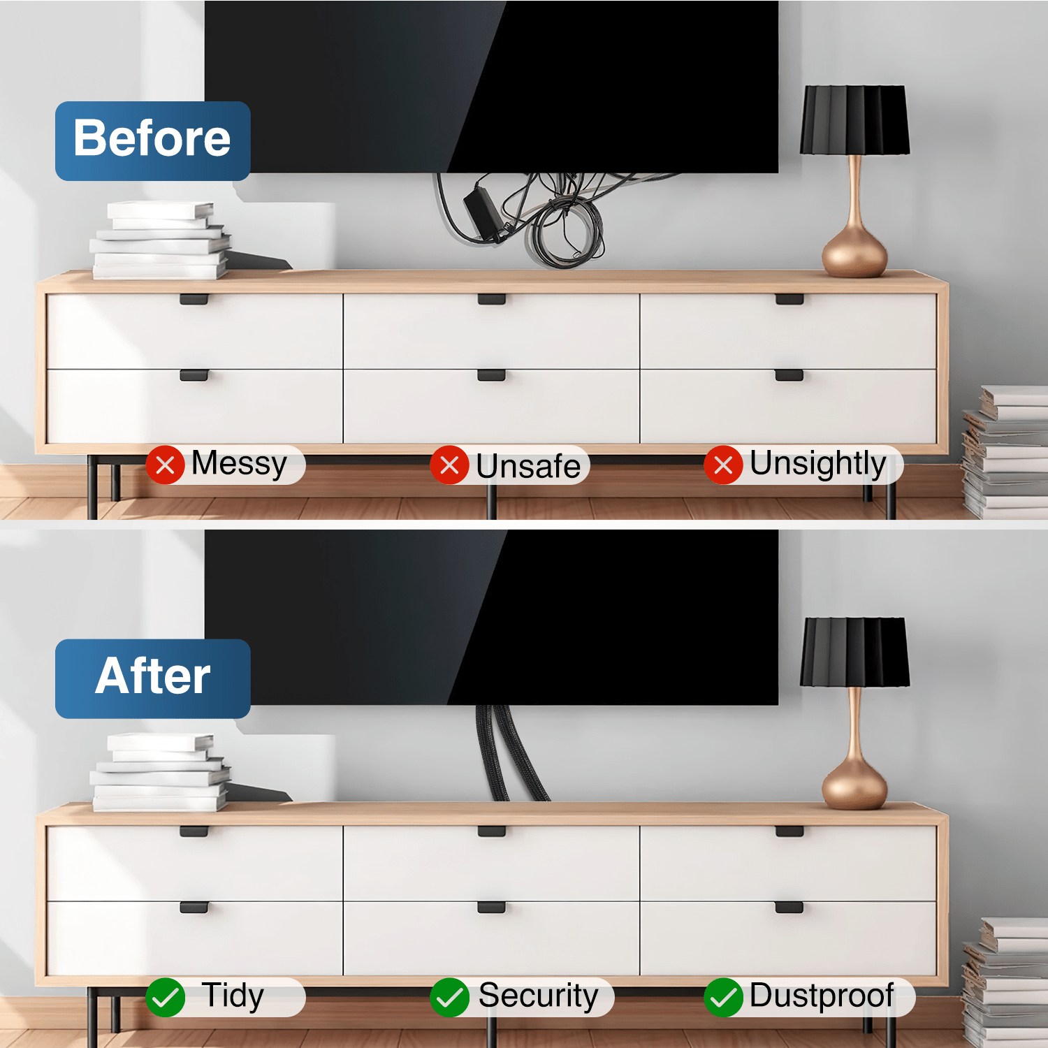 25ft 1 Inch Cable Management Sleeves - Expandable Wire Organizer for Home & Office - Perfect for TV, Computer, and Desk Cable Management