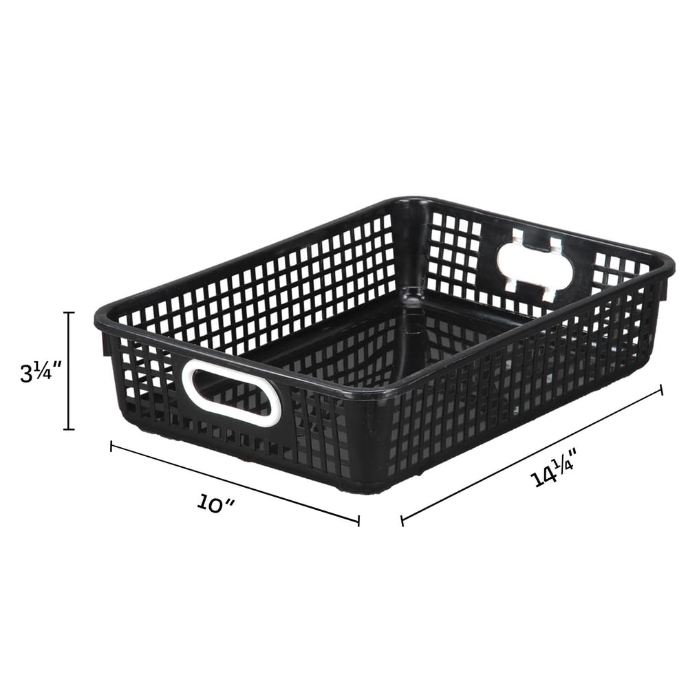 Really Good Stuff 14x10 Black Desktop Paper Storage Basket - Organizer for Office, School & Home Workspace