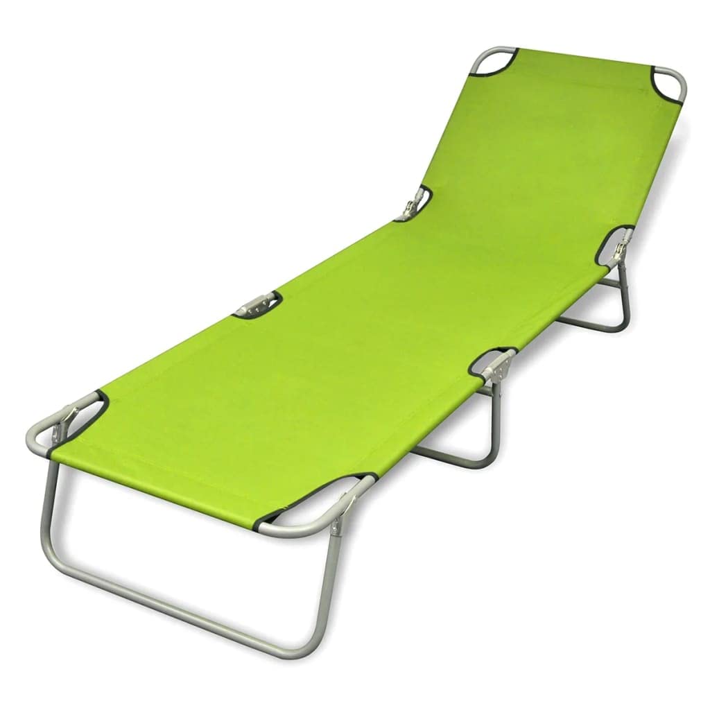 CHARMMA Folding Sun Lounger Chair - Powder-Coated Steel Frame, Apple Green Color, 5.1KG Lightweight - Perfect for Beach, Poolside, Patio, and Outdoor Relaxation