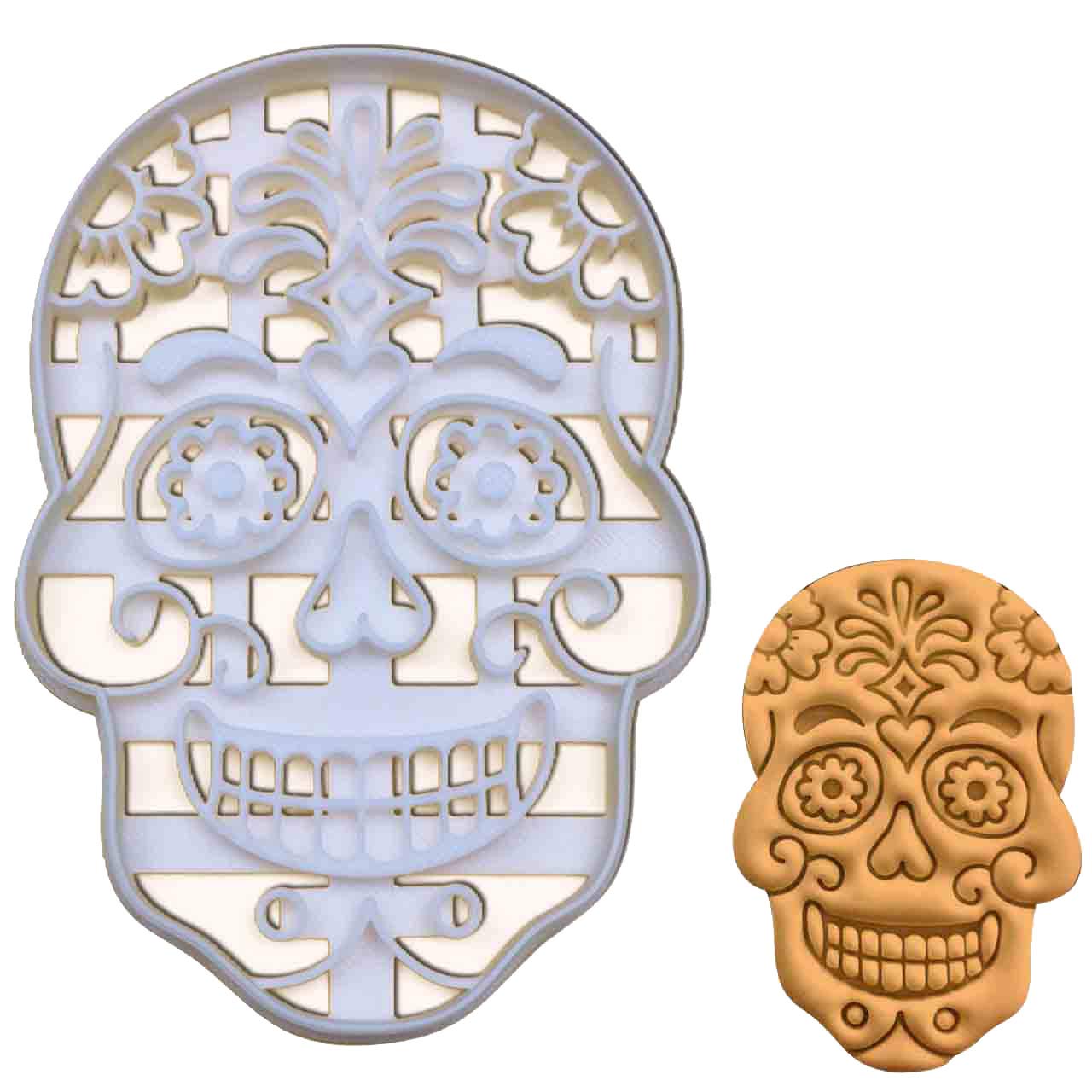 Floral Skull Day of the Dead Cookie Cutter - 1 Piece Sugar Skull Baking Tool for Halloween, Dia de los Muertos Decorations & Themed Parties - Perfect for Cookies, Fondant, and DIY Crafts