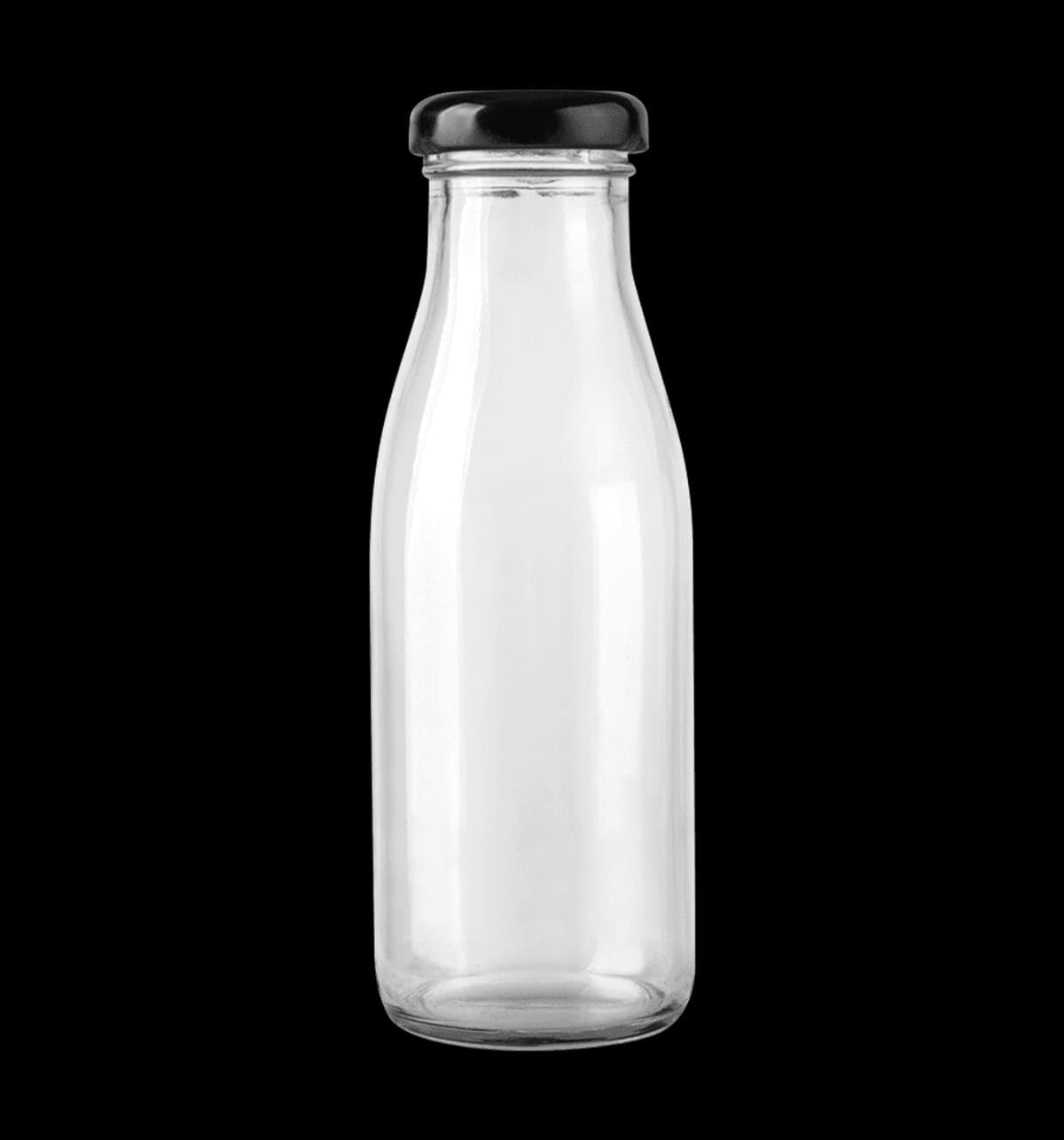 Surekha Glass Milk Bottle with Metal Lid - 200ML (4-Pack) - Reusable for Milk, Smoothies, Juices - Perfect for Fridge Storage, Meal Prep & On-the-Go Drinks