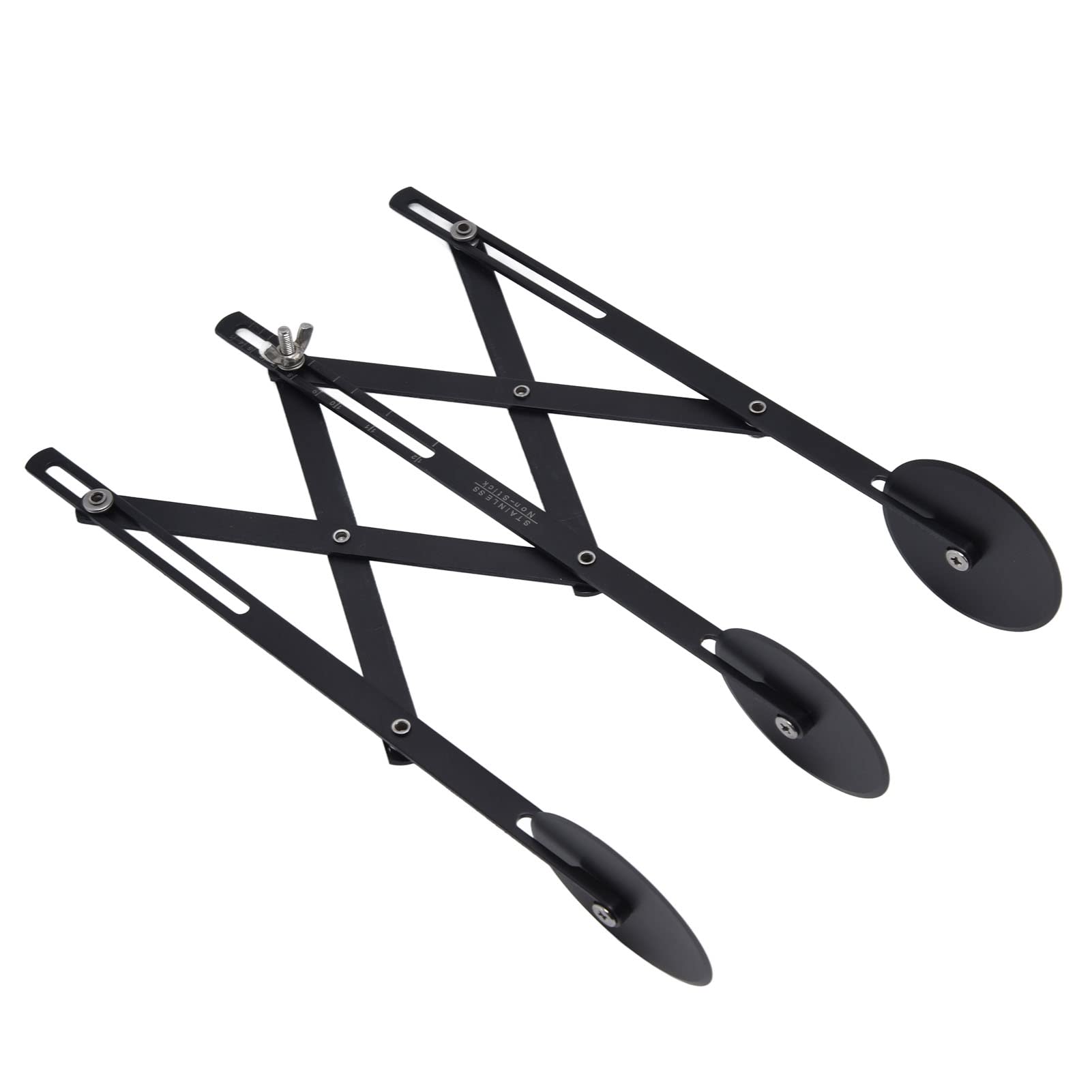 3-Wheel Stainless Steel Pizza & Pastry Cutter - Adjustable Dough Roller for Precise Cutting | Non-Stick Black Design | Perfect for Baking Pies, Pasta & Homemade Pizza Dough