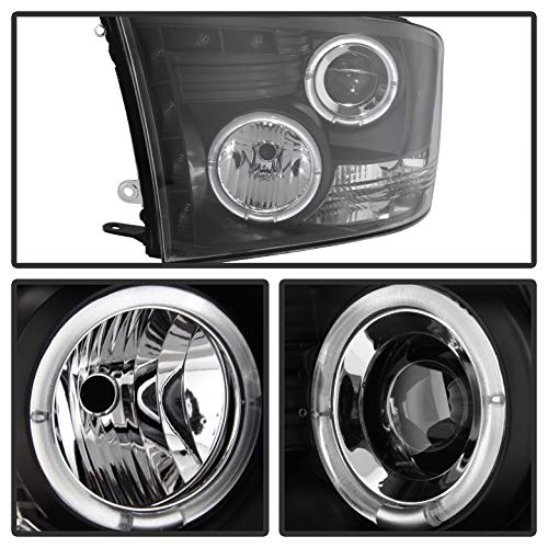 XTune LED Halo Headlights for Dodge Ram 1500 2009-2016 - Black/Clear Lens - High Visibility Lighting for Night Driving & Off-Road Adventures