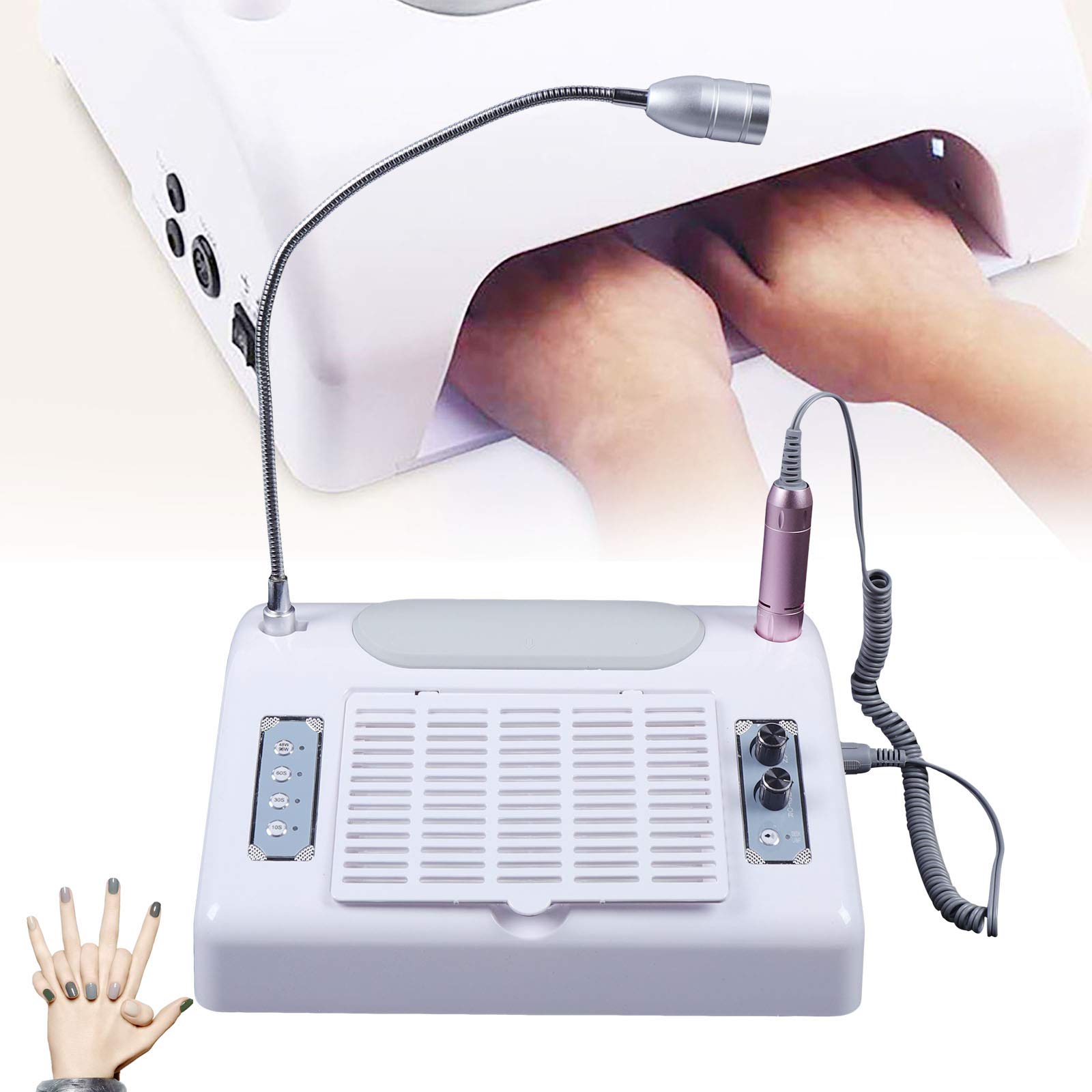Professional 5-in-1 Electric Nail Drill Machine with UV LED Lamp & Dust Vacuum - 96W Multi-Functional Manicure Kit for Salon & Home Use | Perfect for Nail Art, Acrylics & Gel Polish Drying