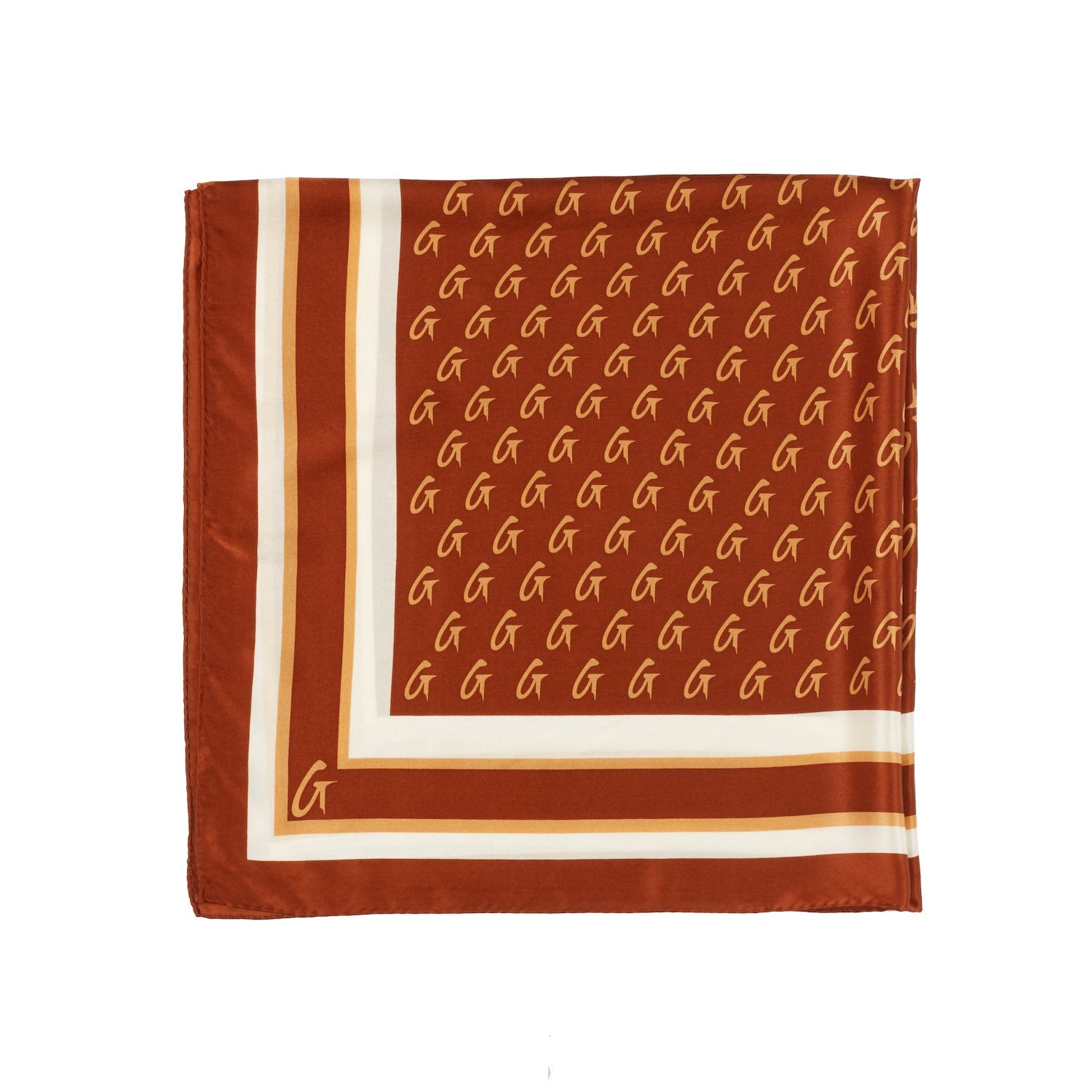 Luxury Large Monogram Silk Scarf - Brown Shawl for Women, Elegant Fashion Accessory for Office, Party & Special Occasions