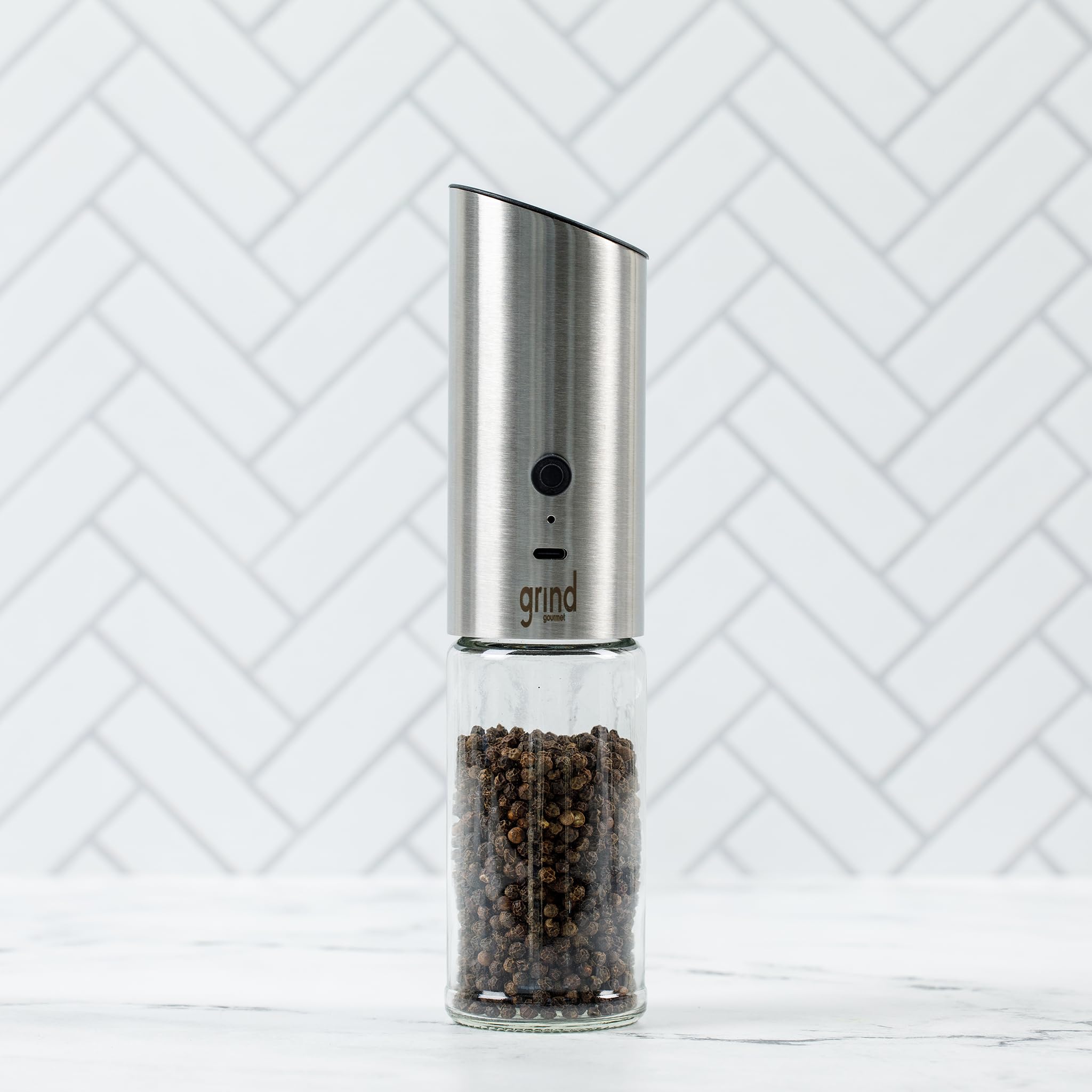 Premium Automatic Electric Salt & Pepper Grinder Mill - USB Rechargeable, Adjustable Coarseness, One-Hand Operation, Stainless Steel - Perfect for Kitchen, Dining Table & Outdoor Cooking