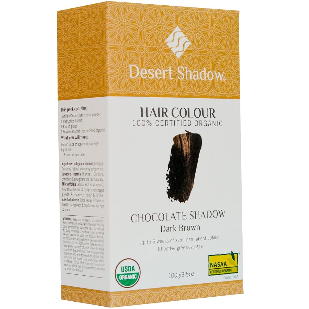Desert Shadow Organic Hair Color 100g - Chocolate Brown | Vegan, Ammonia-Free Permanent Hair Dye for Natural-Looking Results | Perfect for At-Home Hair Coloring & Salon-Quality Touch-Ups