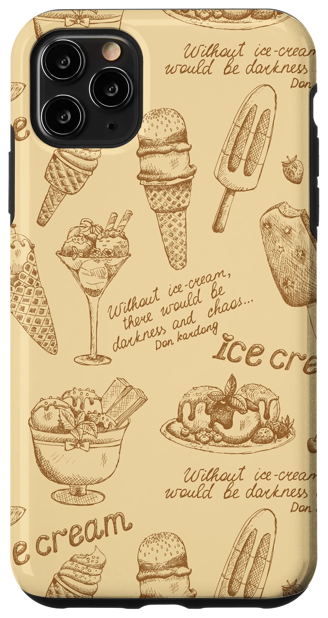 Vintage Ice Cream Pattern iPhone 11 Pro Max Case - Cute Protective Phone Cover for Women & Girls - Perfect for Summer, Beach, and Sweet Style Lovers