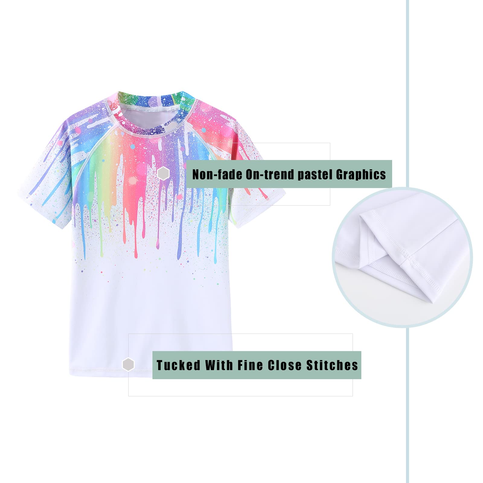 Girls Rash Guard Swimsuits Short Sleeve UPF 50+ Sun Protection - Kids One Piece Bathing Suit Swimwear for Ages 7-16 - Perfect for Beach, Pool & Water Sports