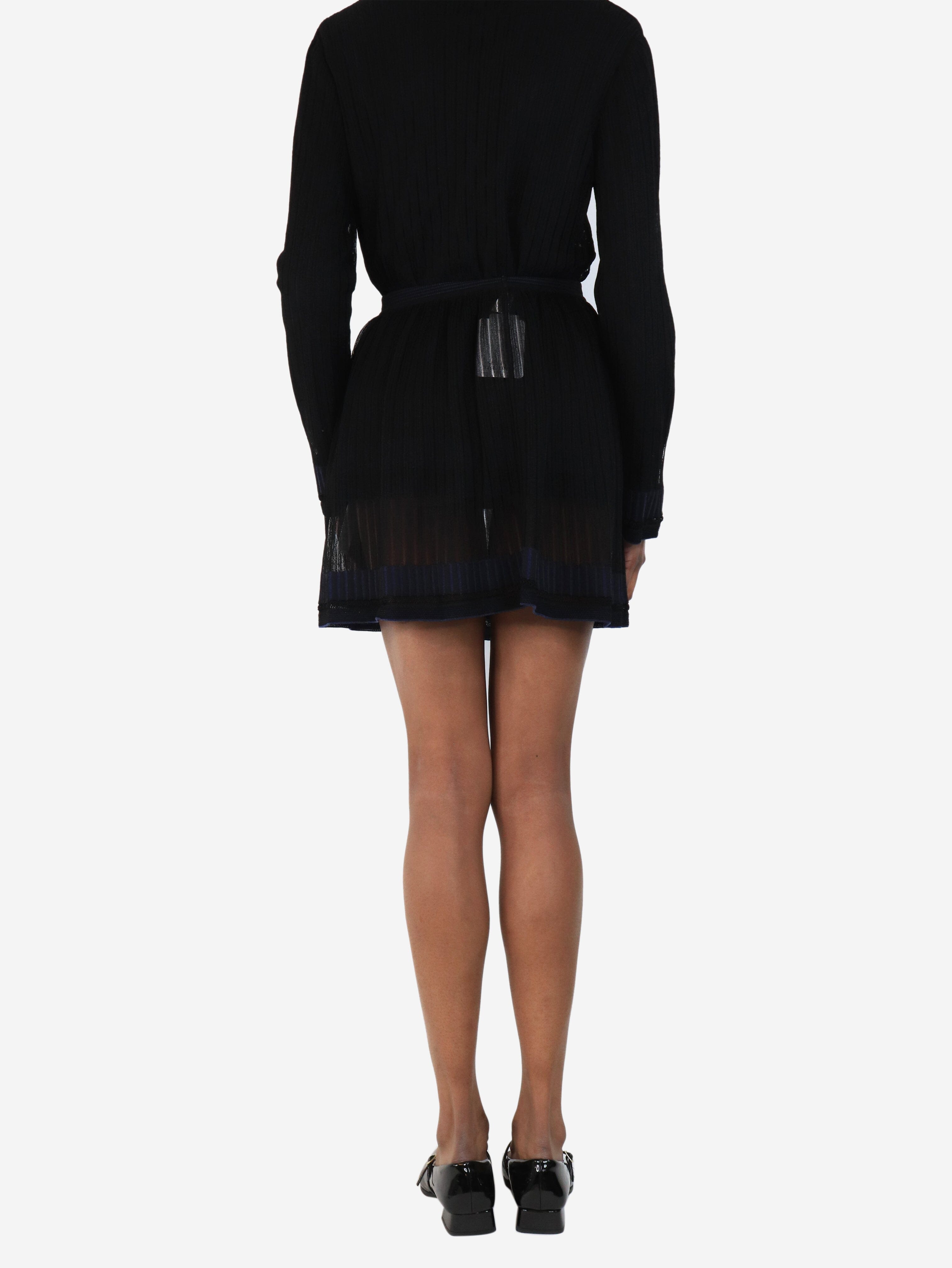 Sheer Knit Top and Skirt Set - Black & Navy, Size S | Women's Casual Outfit for Summer, Beach & Party Wear
