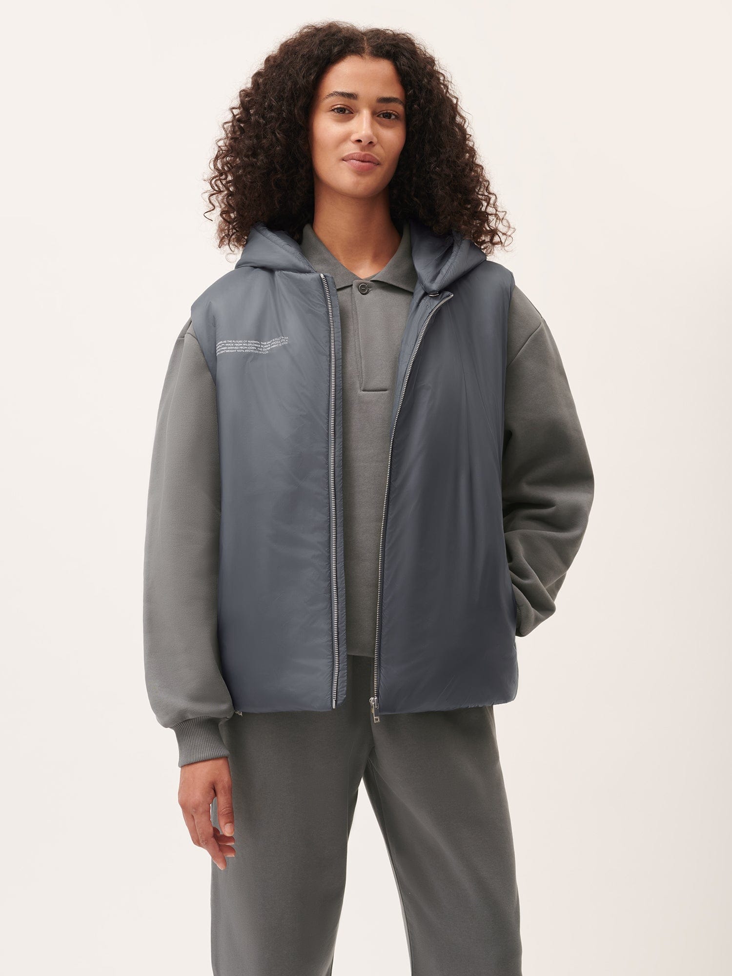 Women's DNA Flower Puffer Vest - Lightweight Warm Quilted Gilet for Winter, Outdoor Activities & Layering in Stylish Atmosphere Grey