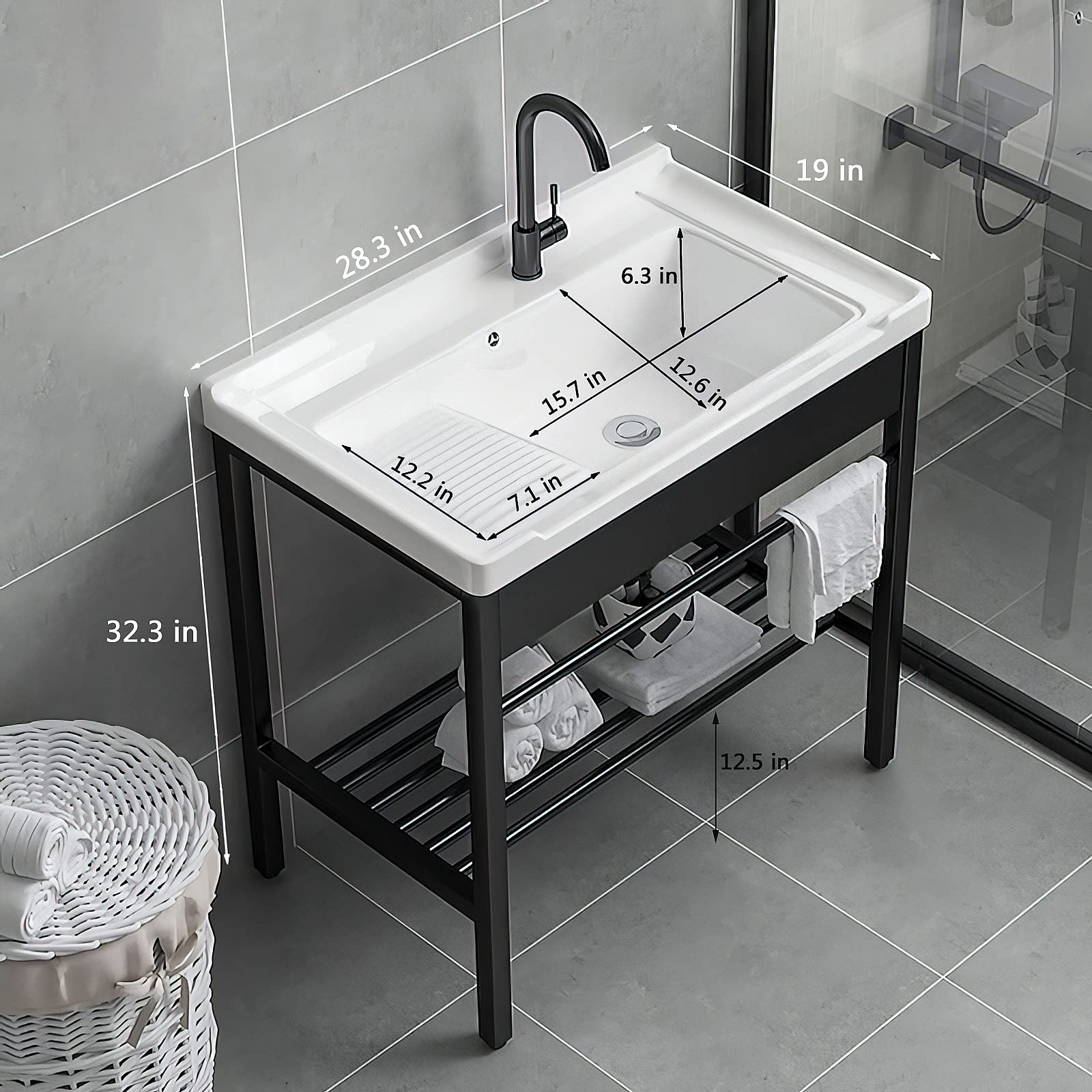 Freestanding Laundry Utility Sink - 28.3