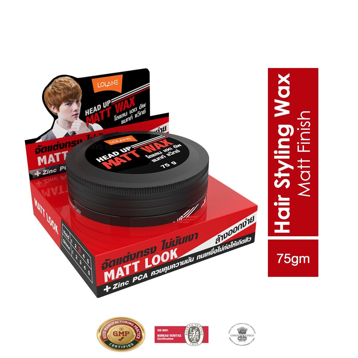 LOLANE Head Up Matt Wax 75g - Matte Hair Styling Wax for Men & Women - Perfect for Textured, Messy, and Natural Hairstyles - Salon-Quality Hold & Shine - Great for Everyday Use, Parties, and Special Events