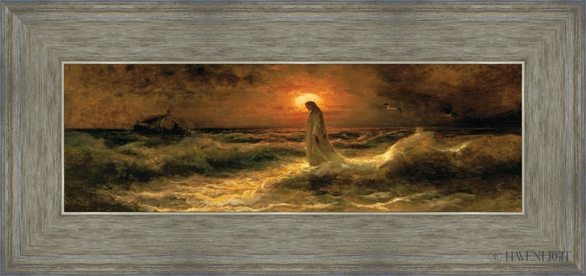 Christ Walking On The Water - Religious Wall Art Decor for Home, Church & Office - Inspirational Christian Painting for Faith-Based Interiors