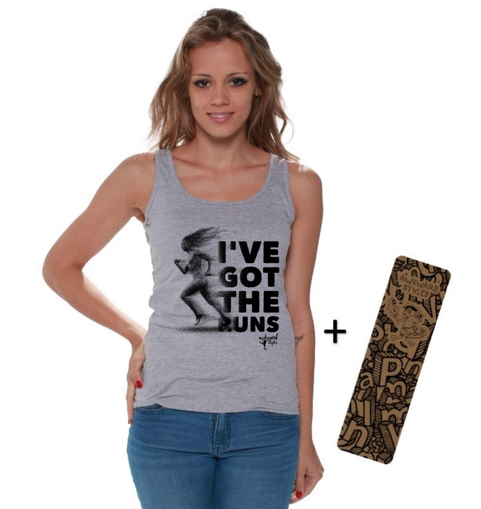 Awkwardstyles Women's Running Tank Top - 'I've Got The Runs' Funny Workout Shirt with Free Bookmark - Perfect for Jogging, Gym & Marathon Training
