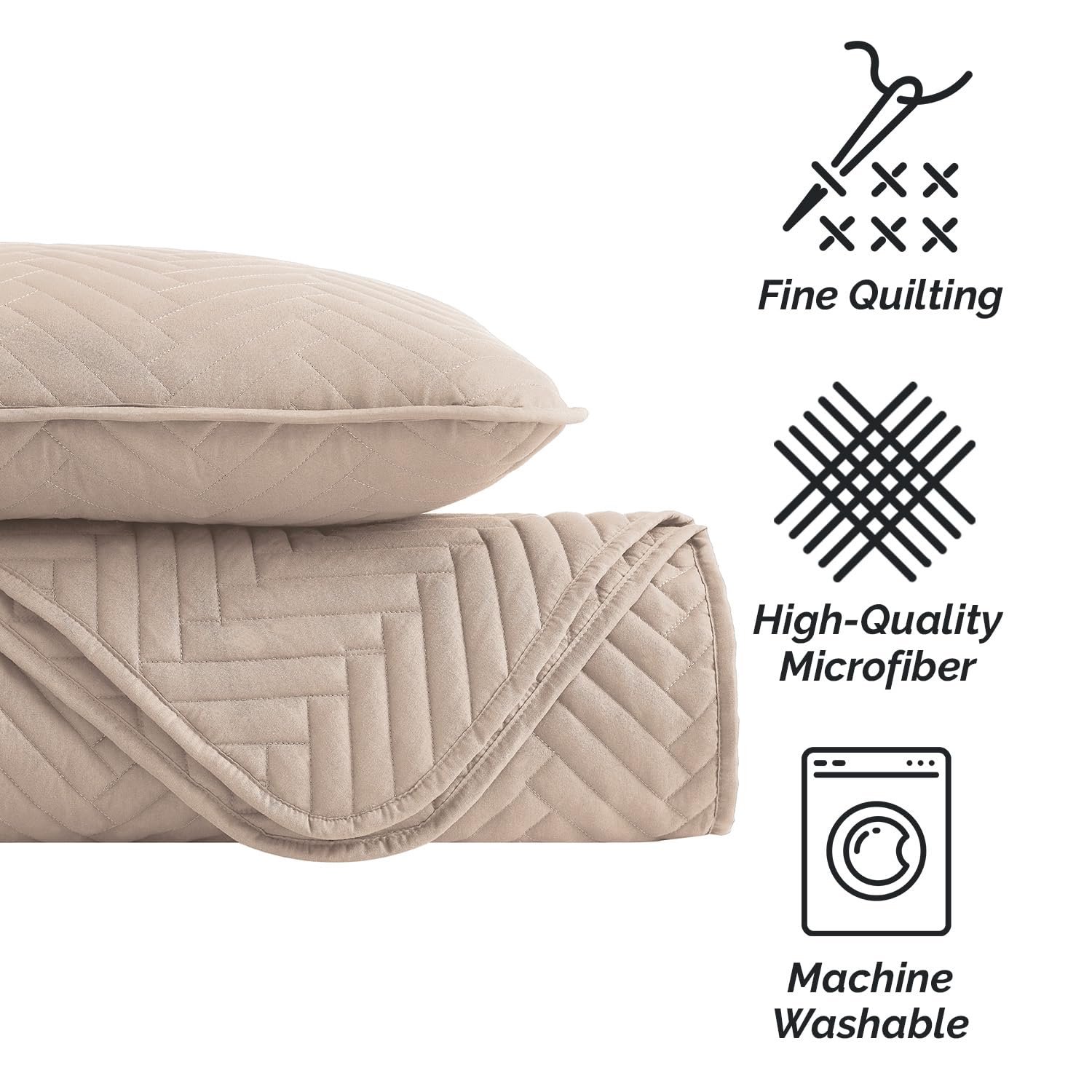 Oversized King Quilt Set - Soft Microfiber Chevron Bedding for California King Beds | Home Decor