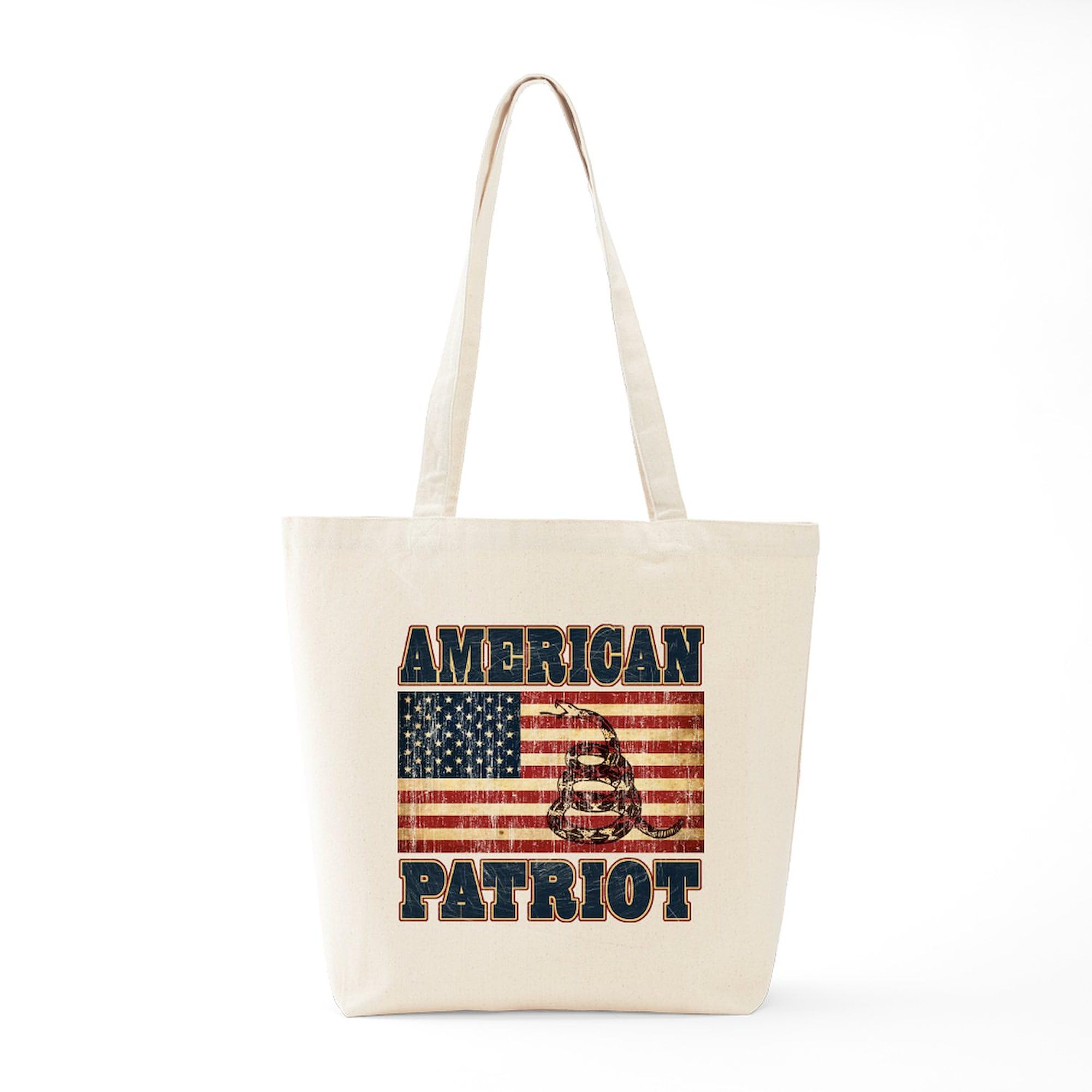 American Patriot Tote Bag - Natural Canvas Reusable Shopping Bag with Patriotic Design | Perfect for Groceries, Beach Trips & Everyday Use