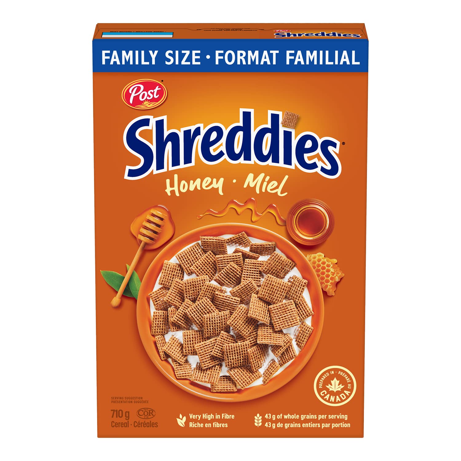 HONEY SHREDDIES Cereal - Family Size 710g (25oz) - Crunchy Wheat Breakfast Cereal - Imported from Canada - Perfect for Breakfast, Snacking & Family Sharing