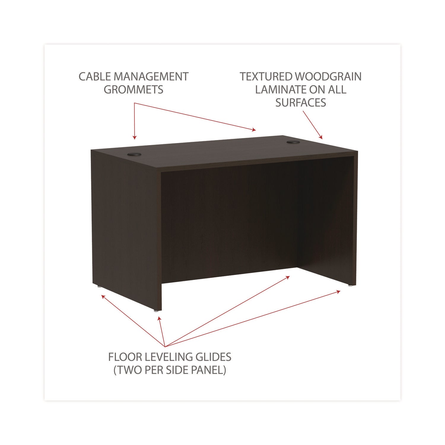 Alera Valencia Series Straight Front Office Desk Shell - 47.25