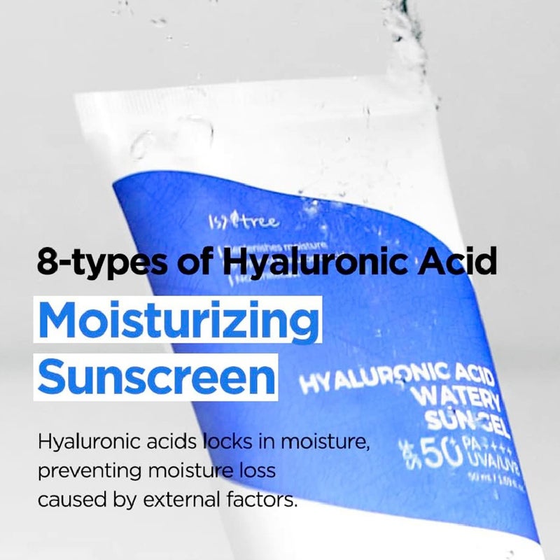 Isntree Hyaluronic Acid Watery Sunscreen Gel SPF 50+ PA++++ 50ml - Lightweight Hydrating Sun Protection for Face & Body, Ideal for Daily Use, Outdoor Activities & Sensitive Skin