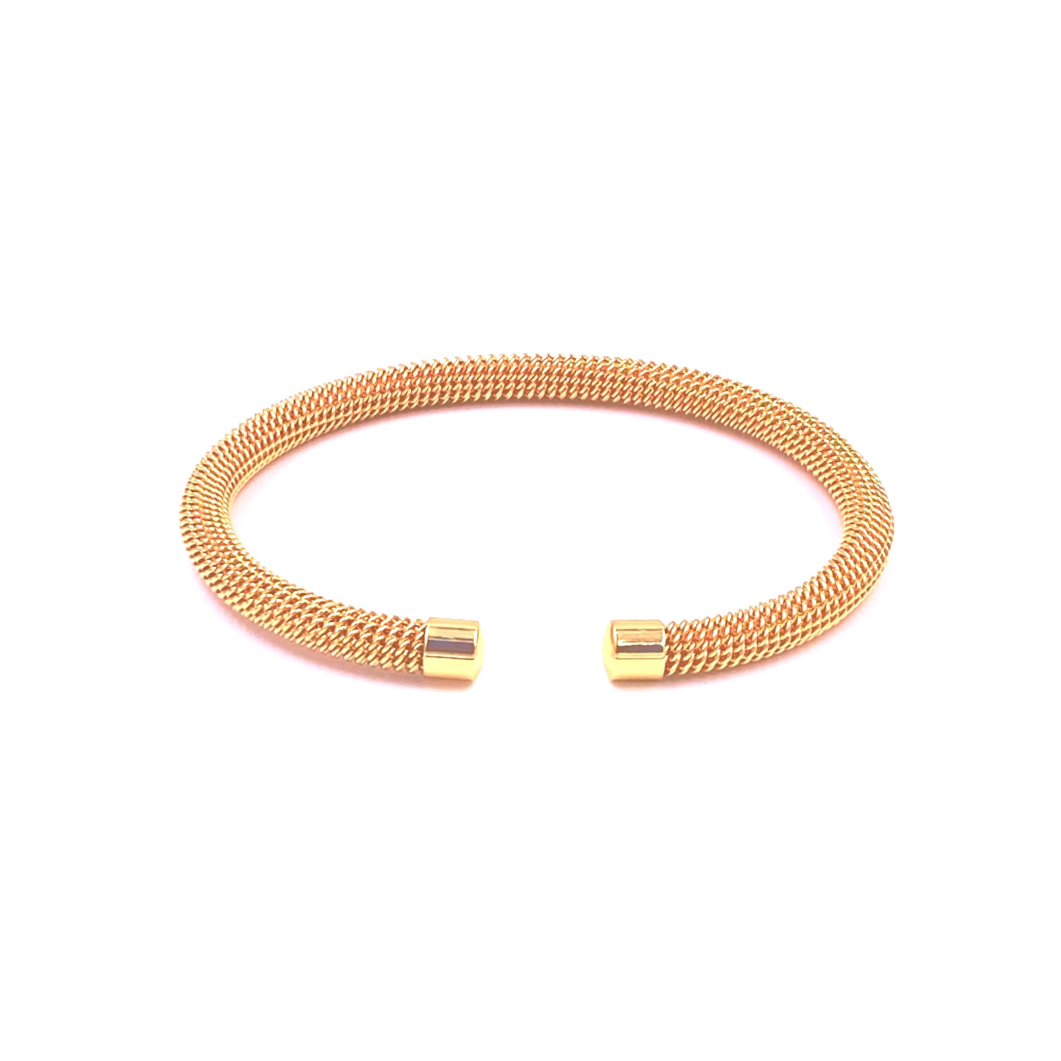Ashley Gold Stainless Steel Open Mesh Bangle Bracelet for Women - Elegant Fashion Jewelry Gift for Party, Wedding & Everyday Wear