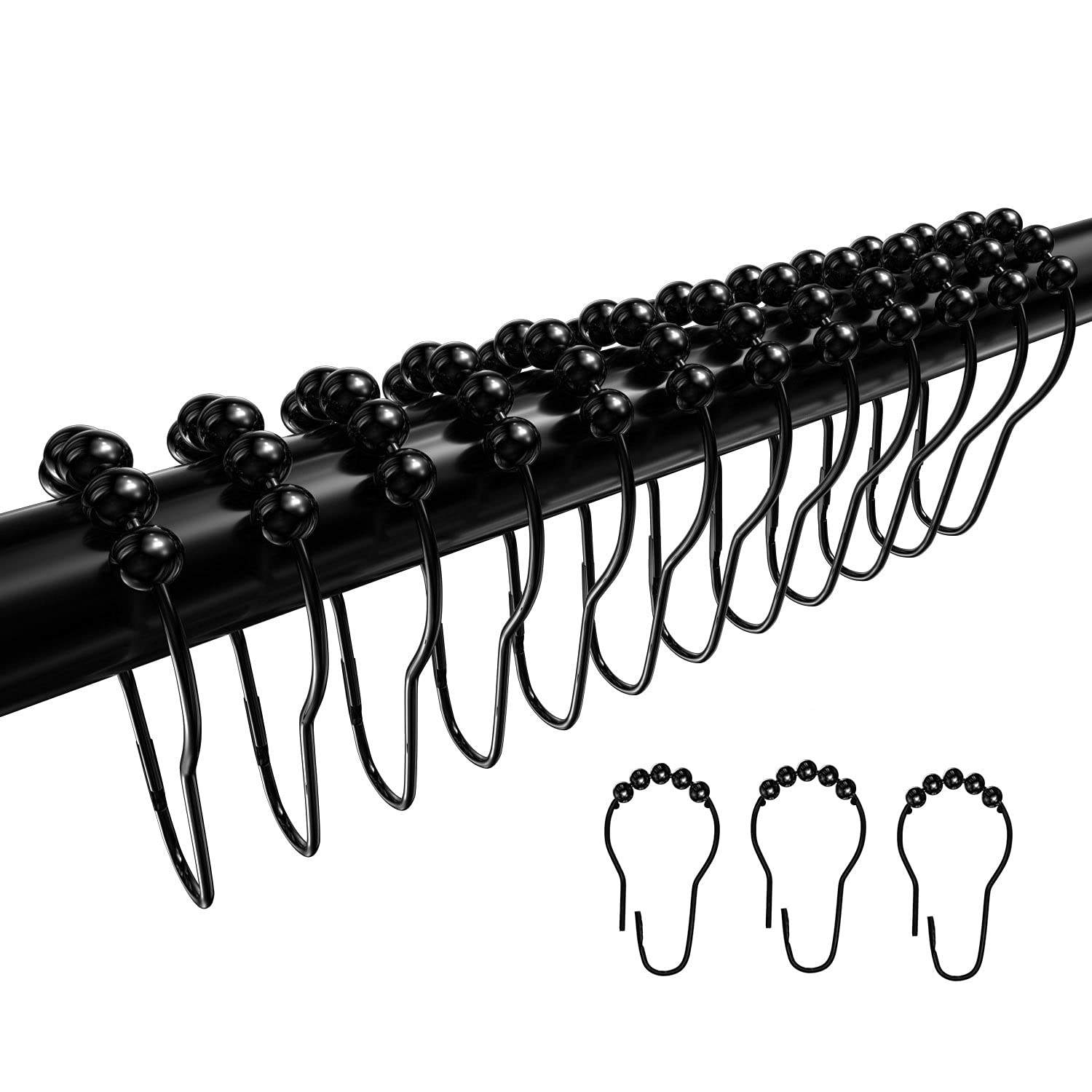 VMVN Stainless Steel Shower Curtain Hooks & Rings - 12-Pack Rustproof Bathroom Curtain Hooks for Shower Rods | Perfect for Bathroom Decor, Hotel Renovation, and Home Upgrade
