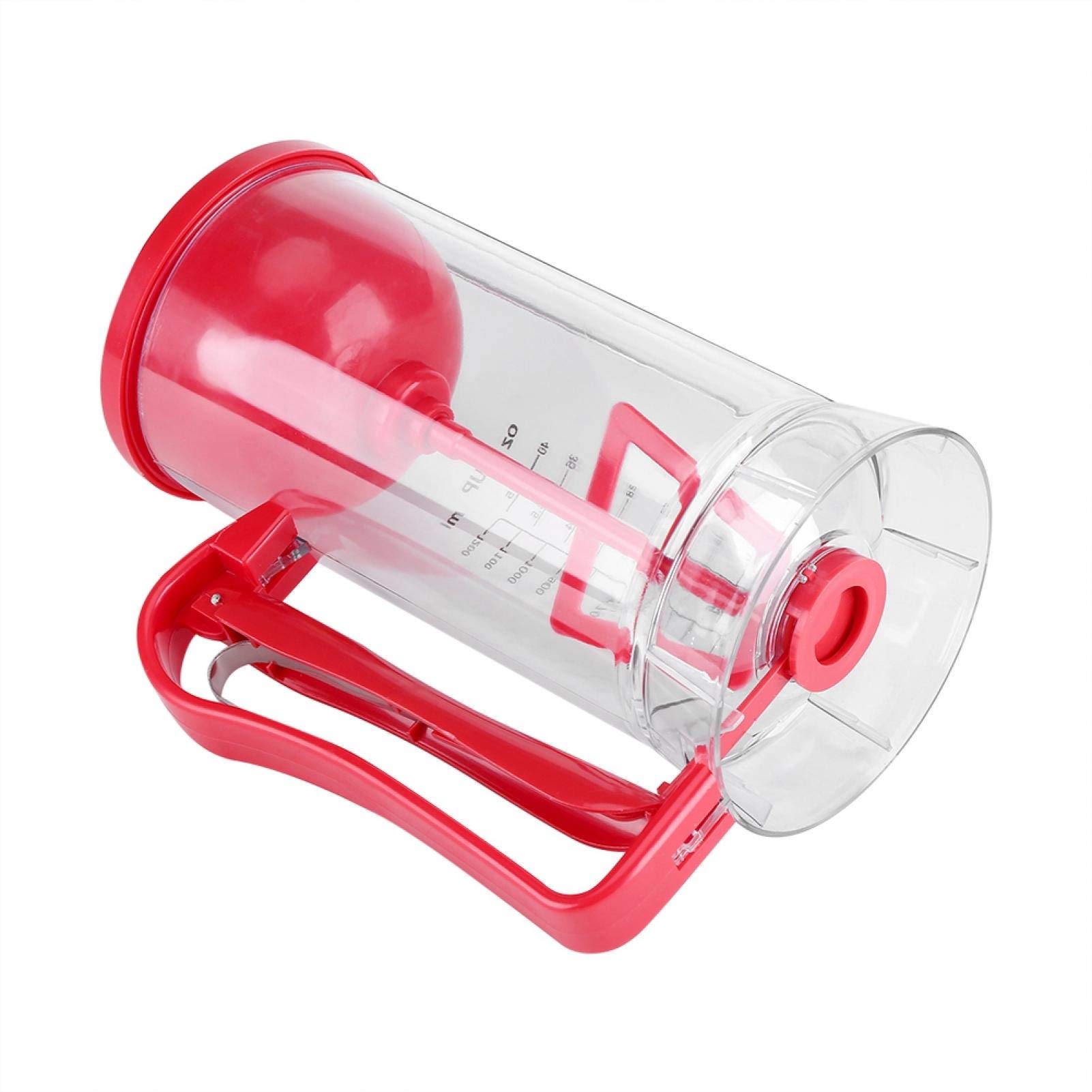 **Automatic Pancake Batter Dispenser & Waffle Maker - 25cm Transparent Red Plastic for Easy Pancakes, Cupcakes, Waffles - Perfect for Breakfast, Brunch & Baking at Home**