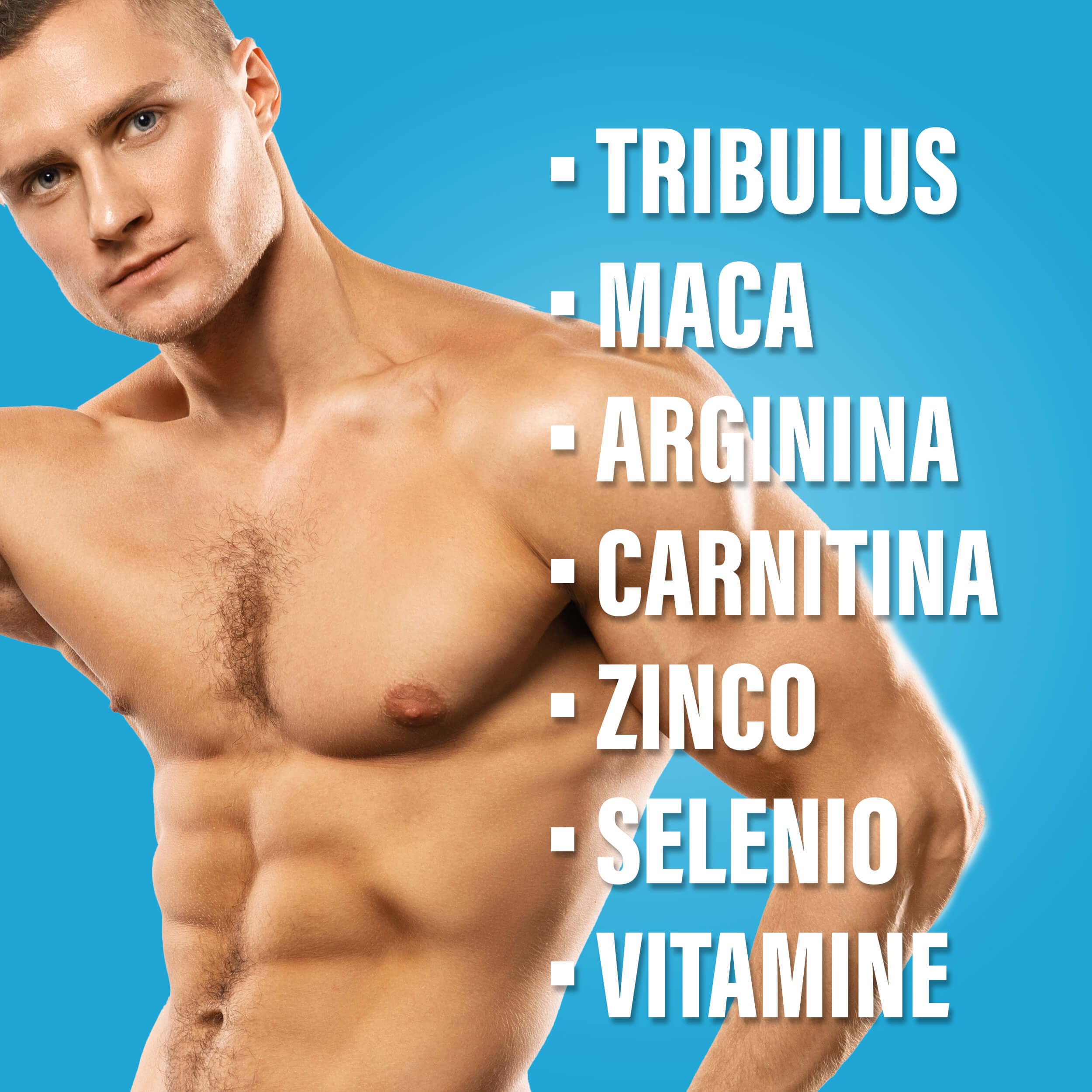 Natural Testosterone Booster for Men - Peruvian Maca & Tribulus Terrestris with Arginine, Black Maca, B6 Zinc & Carnitine - Libido Enhancement & Male Sexual Performance Supplement (90 Capsules) - Made in Italy | Supports Energy, Stamina & Vitality for Active Lifestyles