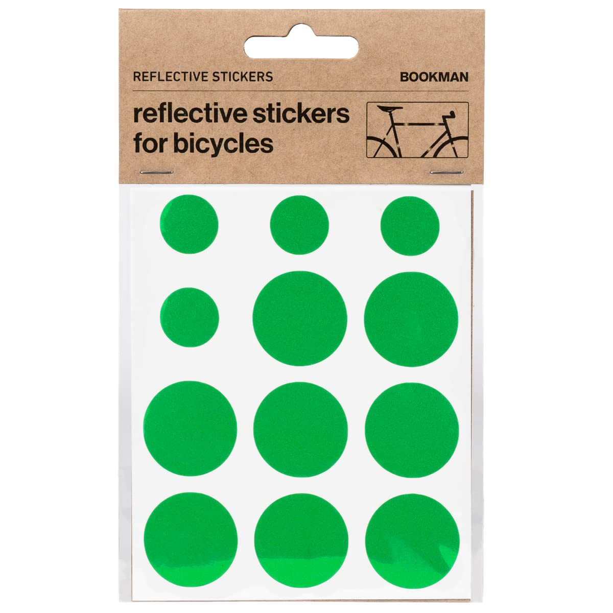 Bookman Reflective Stickers for Bikes - 8 Large & 4 Small Reflective Tire Dots - High Visibility Safety Decals for Night Cycling, Running Gear & Outdoor Equipment