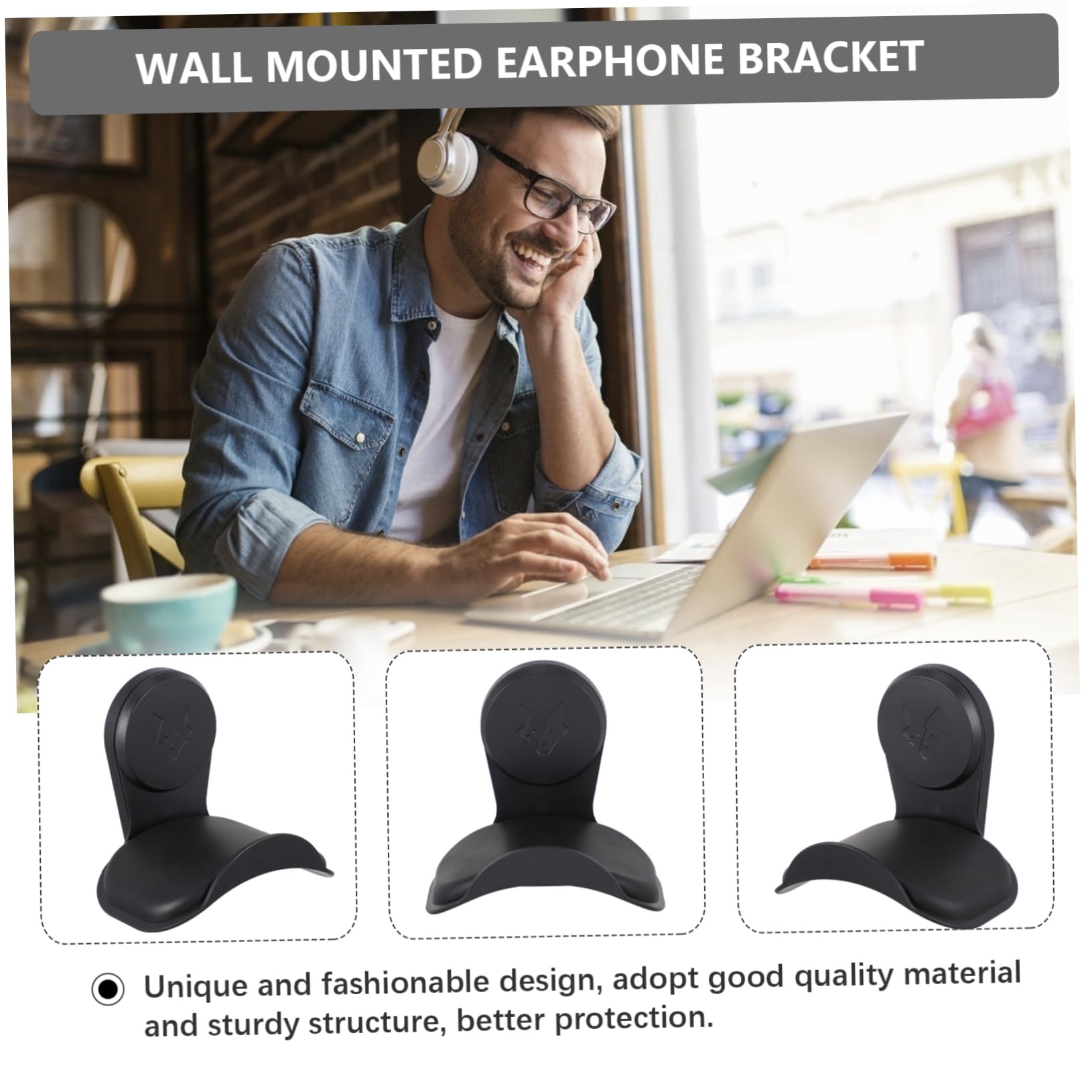Artibetter 5-Pack Foldable Headphone Hanger Wall Mount - Space Saving Headset Stand Hook for Desk, Office, Gaming Setup (TPU Material) - Perfect for Organizing Headphones, Headsets & Gaming Accessories