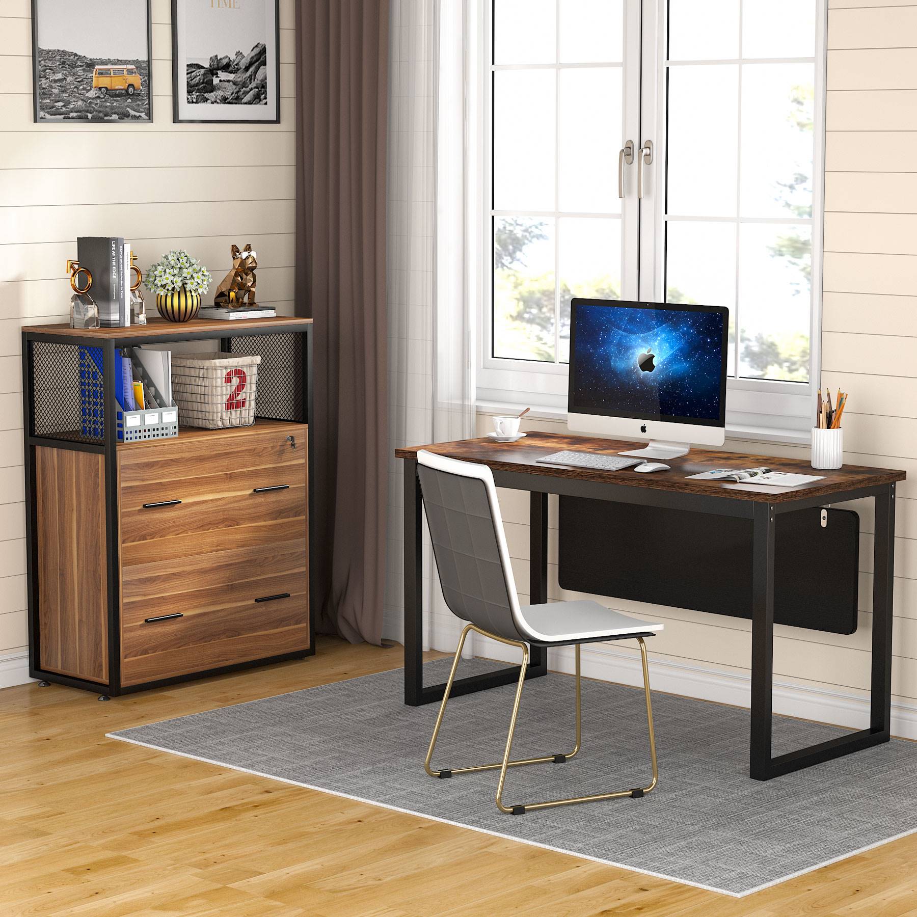 2-Drawer File Cabinet with Lock - Letter/Legal/A4 Size Metal Filing Cabinet for Office, Home, or School Organization