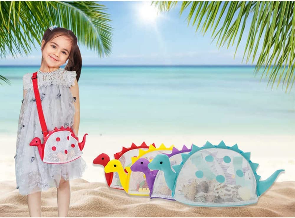 Durable Mesh Beach Toy Bag for Kids - Dinosaur Shell & Sand Toy Tote with Large Capacity | Perfect for Beach Trips, Sandcastle Building & Shell Collecting
